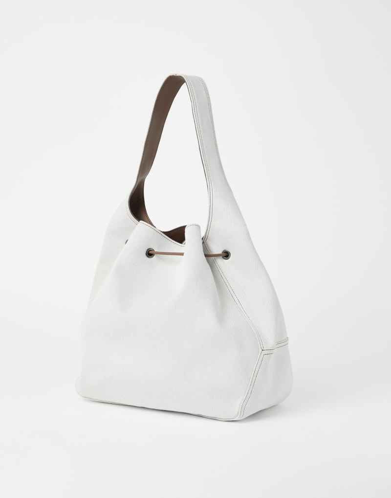 BRUNELLO CUCINELLI WOMEN'S OFF WHITE COTTON LINEN BAG