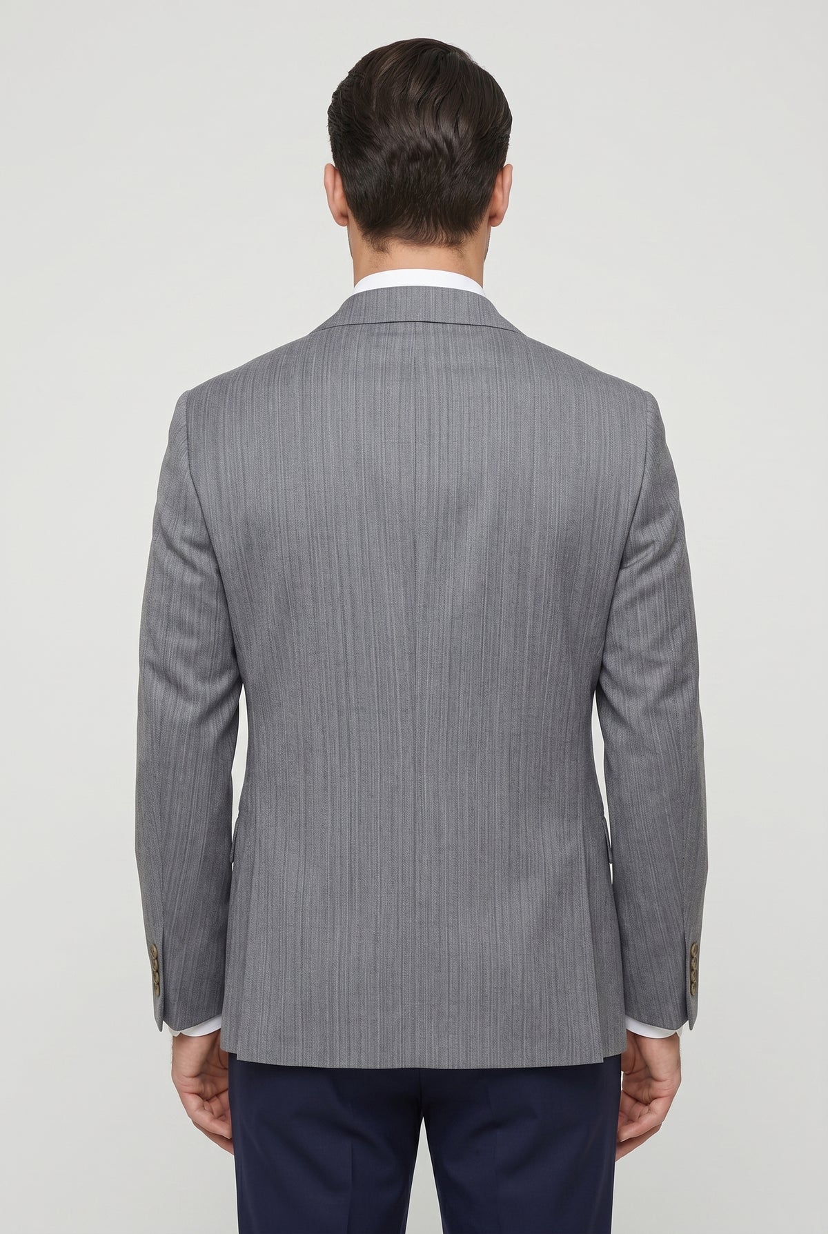 BRUNELLO CUCINELLI MEN'S GREY WOOL TAILORED BLAZER