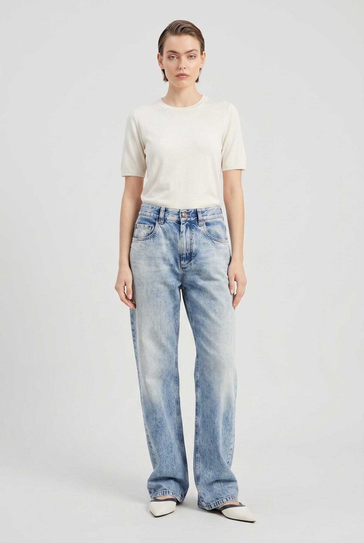 BRUNELLO CUCINELLI WOMEN'S LIGHT BLUE RELAXED TROUSERS