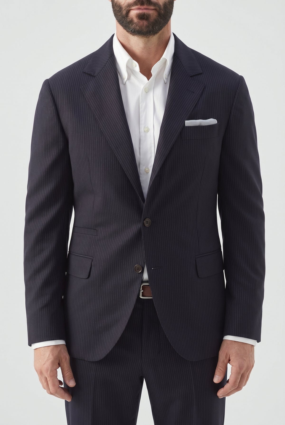 BRUNELLO CUCINELLI MEN'S NAVY WOOL TAILORED BLAZER