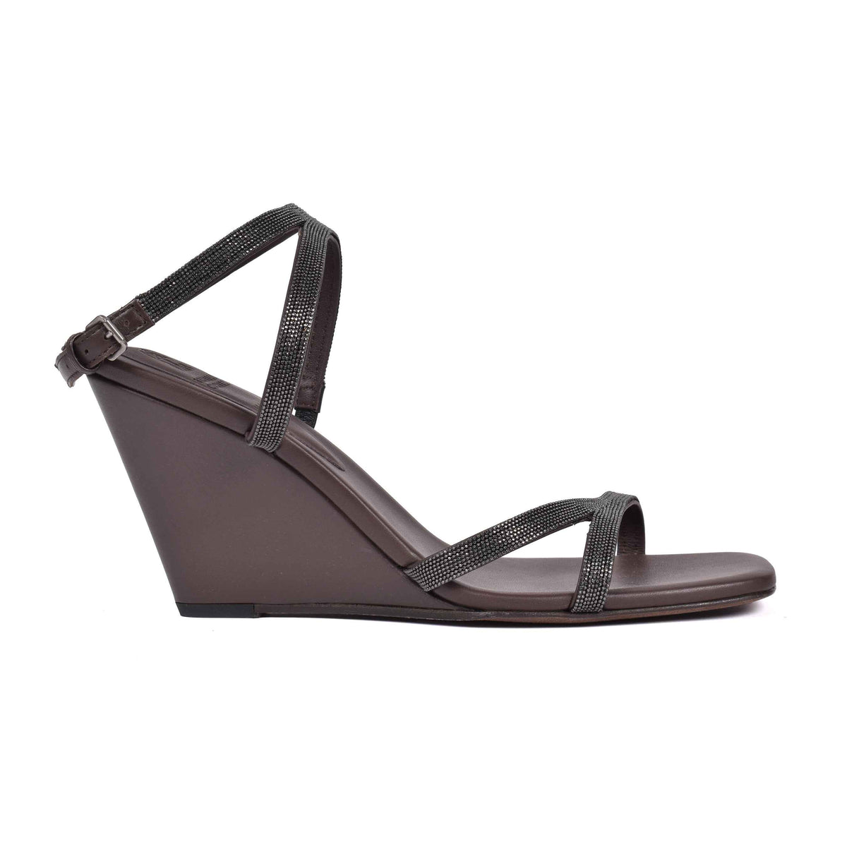 BRUNELLO CUCINELLI WOMEN'S DARK BROWN LEATHER SANDALS