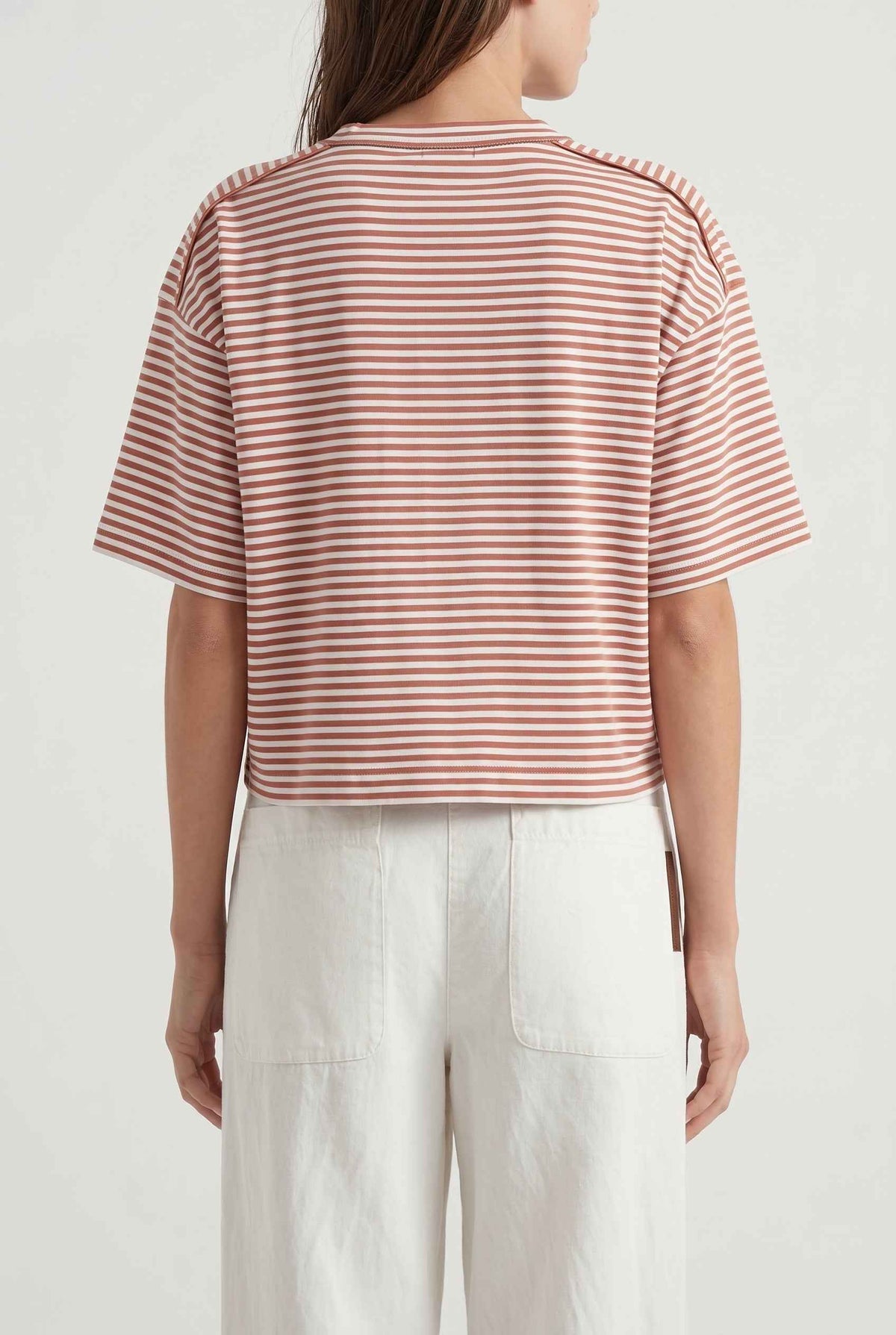 BRUNELLO CUCINELLI WOMEN'S RUST STRIPED RELAXED SHIRT