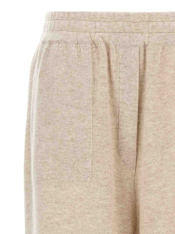 BRUNELLO CUCINELLI WOMEN'S BEIGE WOOL RELAXED TROUSERS