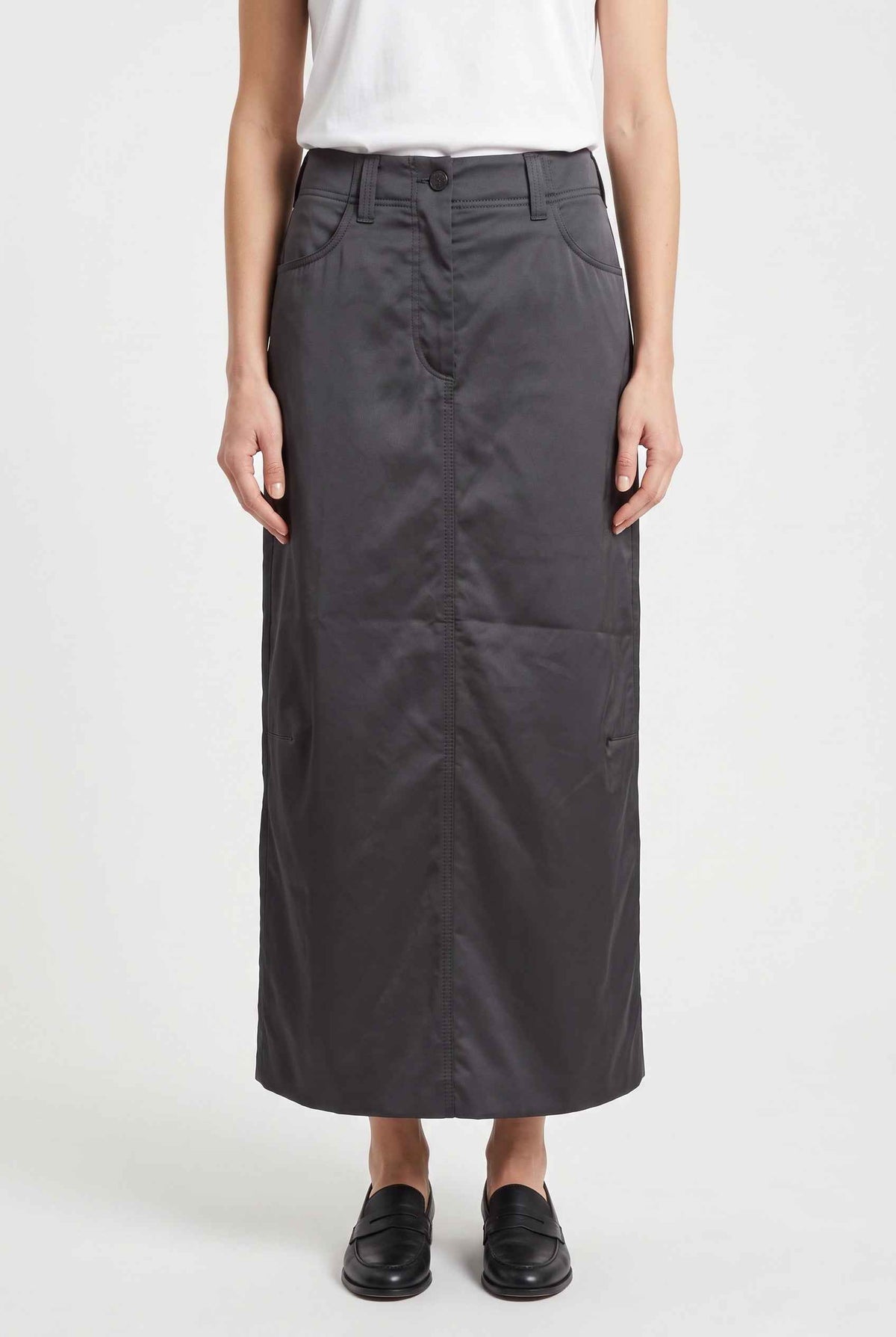 BRUNELLO CUCINELLI WOMEN'S DARK GREY MIDI SKIRT