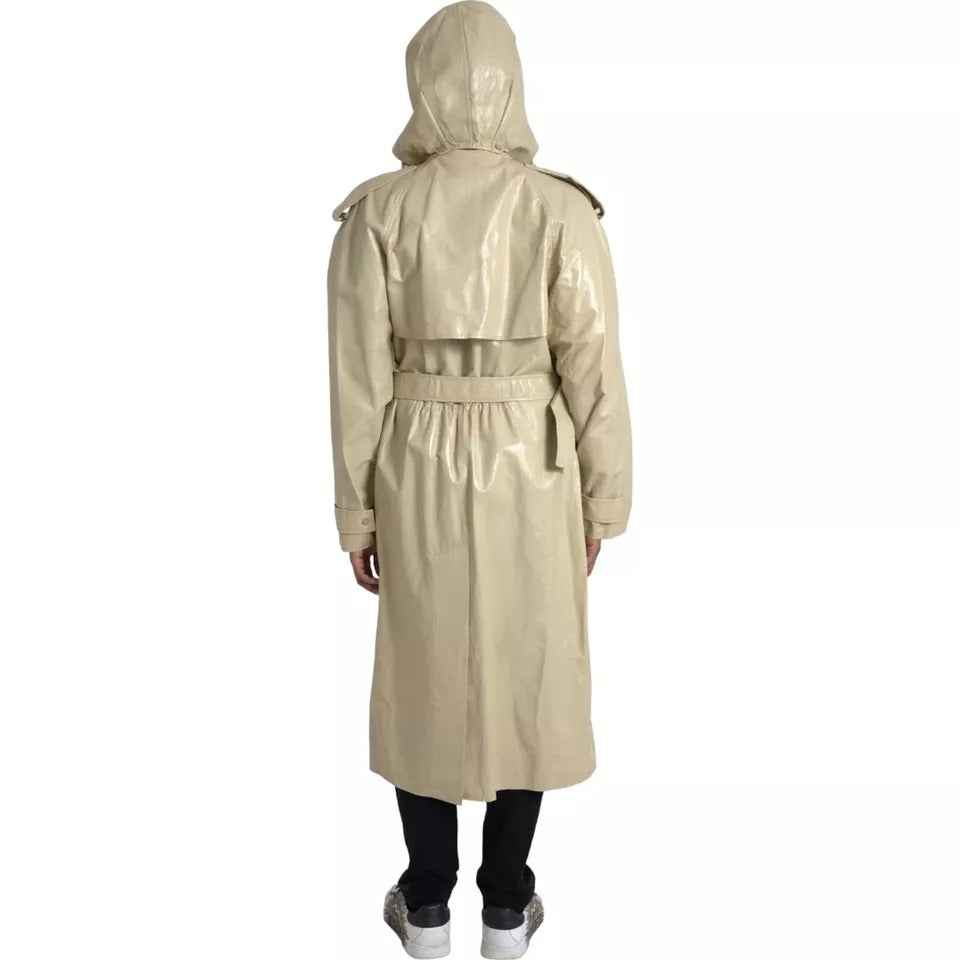 Bottega Veneta Beige Lambskin Leather Trench Coat Jacket
