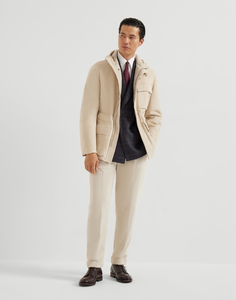 BRUNELLO CUCINELLI MEN'S ANTHRACITE WOOL BLEND DOUBLE BREASTED BLAZER
