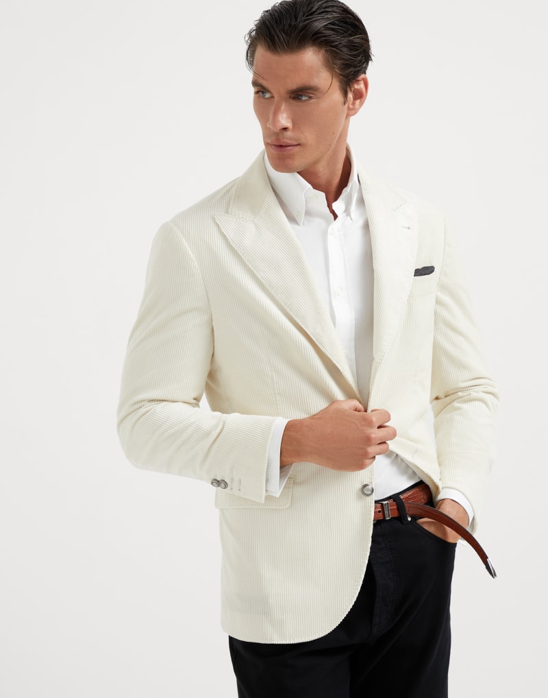BRUNELLO CUCINELLI MEN'S MILK COTTON CORDUROY BLAZER