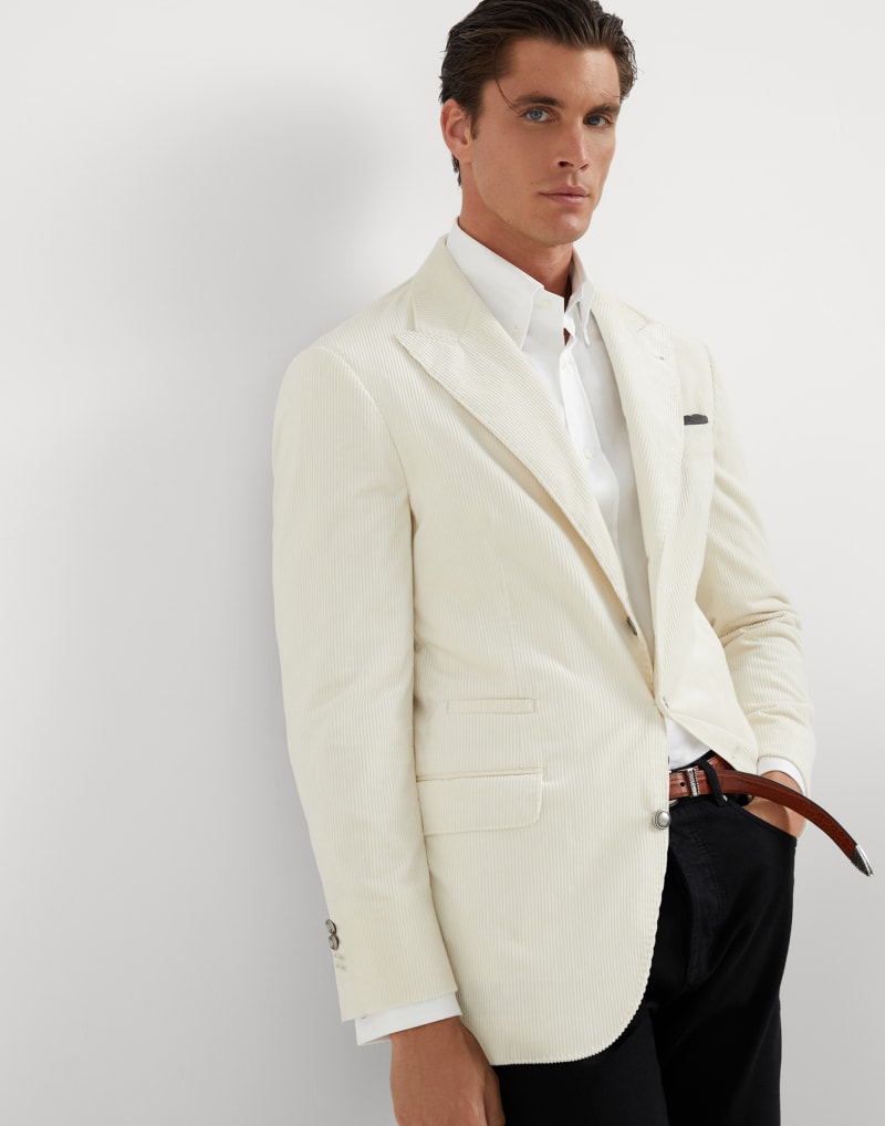 BRUNELLO CUCINELLI MEN'S MILK COTTON CORDUROY BLAZER