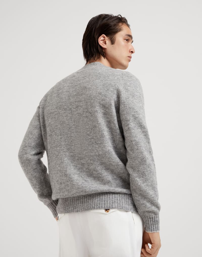 BRUNELLO CUCINELLI MEN'S GREY WOOL BLEND BUTTON FRONT SWEATER