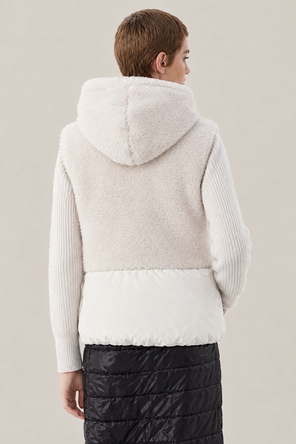 BRUNELLO CUCINELLI WOMEN'S COLD WHITE MIXED FABRIC JACKET