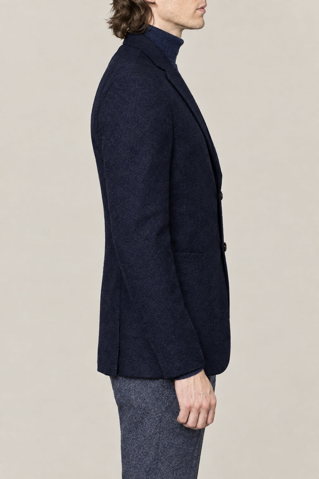 BRUNELLO CUCINELLI MEN'S COLORFUL BLUE WOOL JACKET