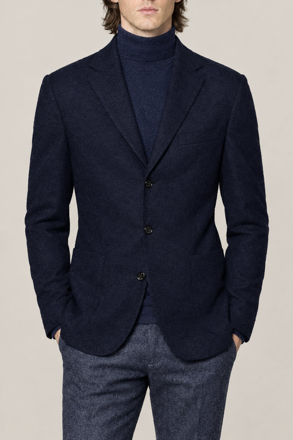 BRUNELLO CUCINELLI MEN'S COLORFUL BLUE WOOL JACKET