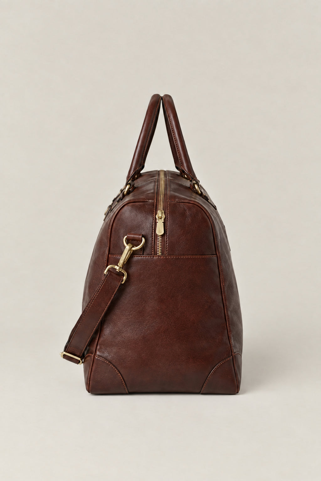 BRUNELLO CUCINELLI MEN'S BURGUNDY LEATHER TRAVEL BAG