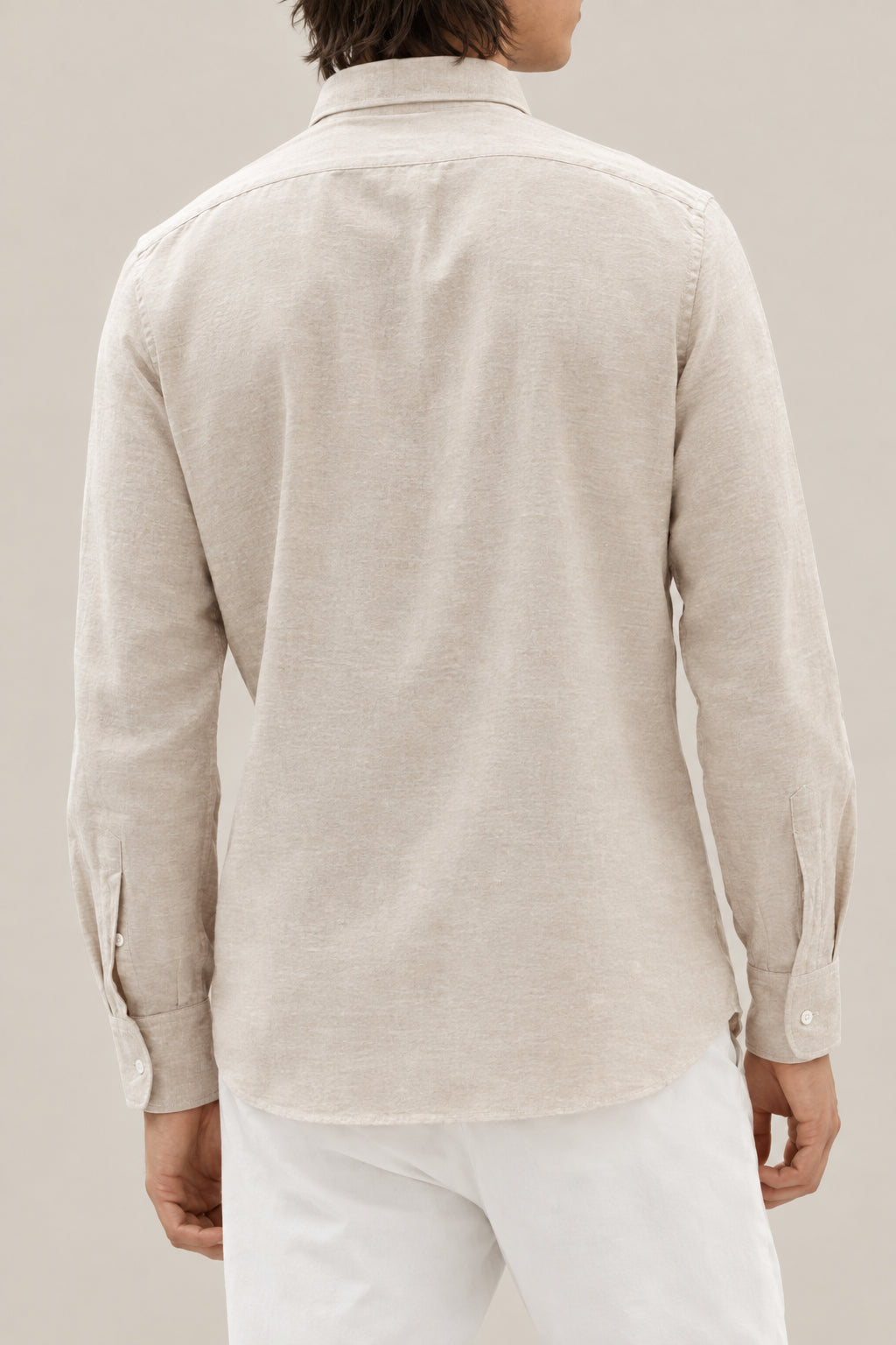 BRUNELLO CUCINELLI MEN'S SAND BUTTON DOWN COTTON SHIRT
