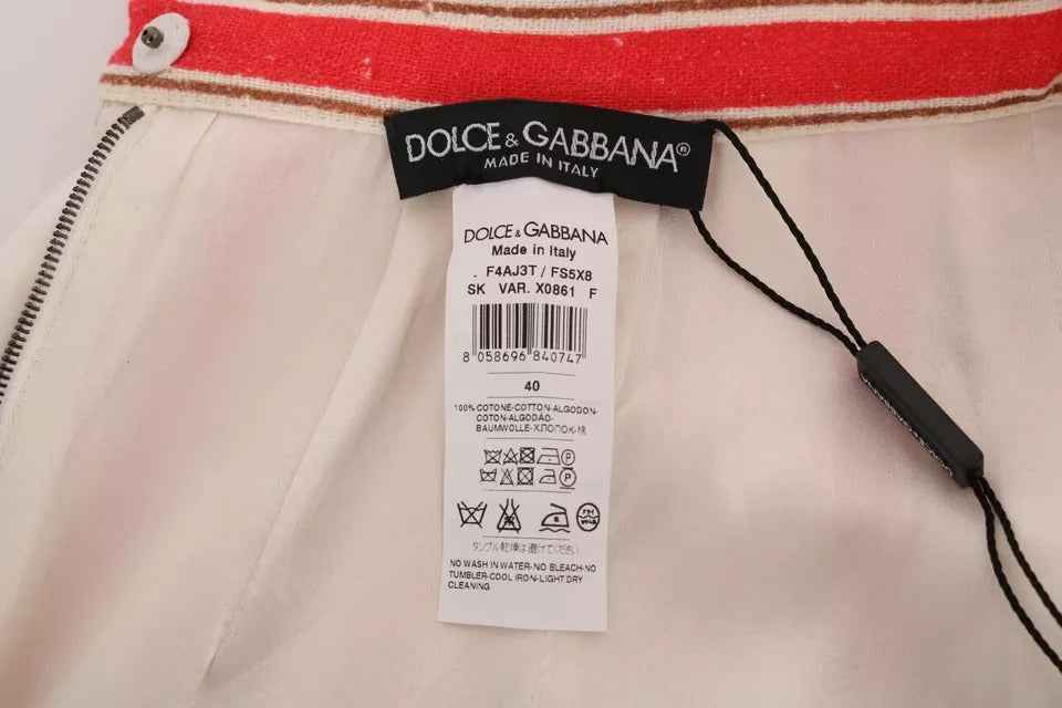 Dolce & Gabbana Multicolor Portofino Stripes Cotton Midi Skirt
