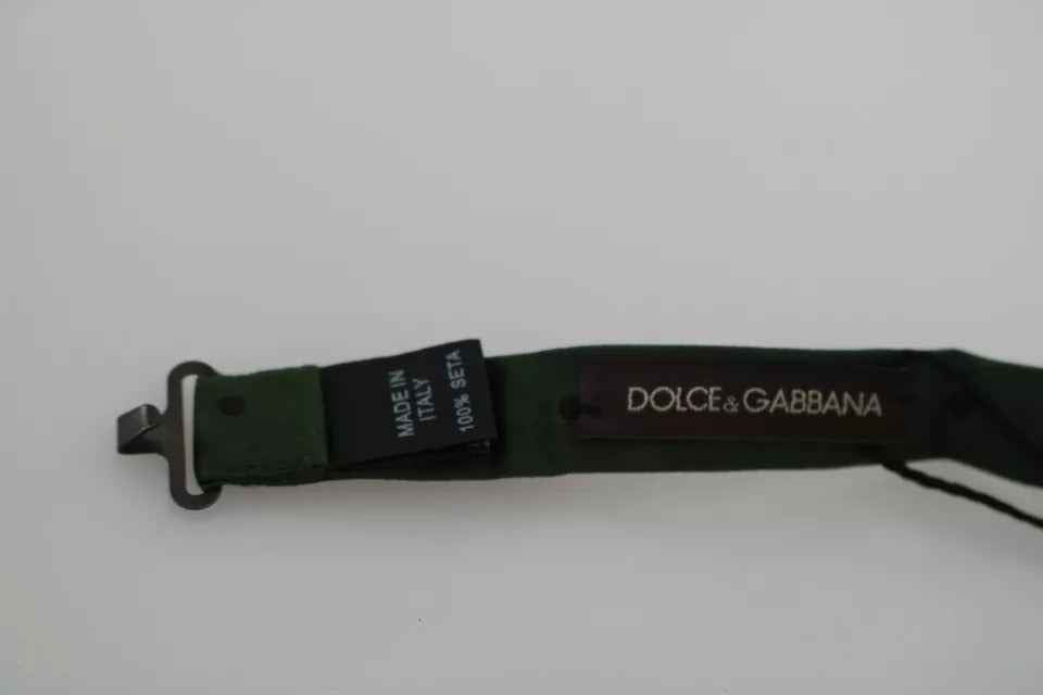 Dolce & Gabbana Green Dotted Silk Adjustable Neck Bow Tie