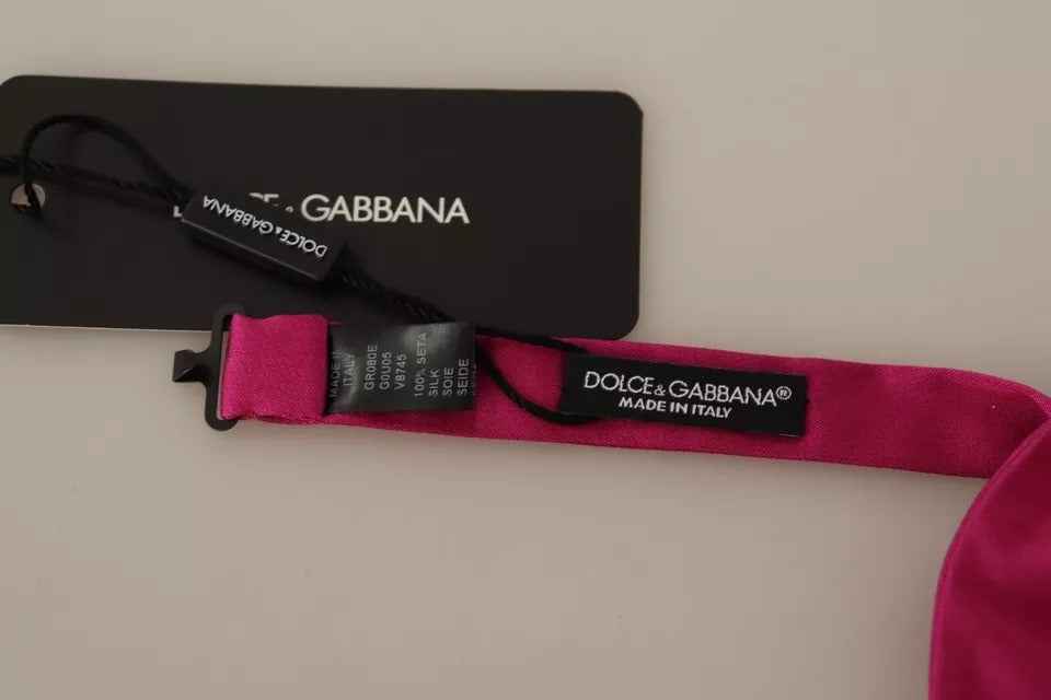 Dolce & Gabbana Pink 100% Silk Adjustable Neck Bow Tie Men