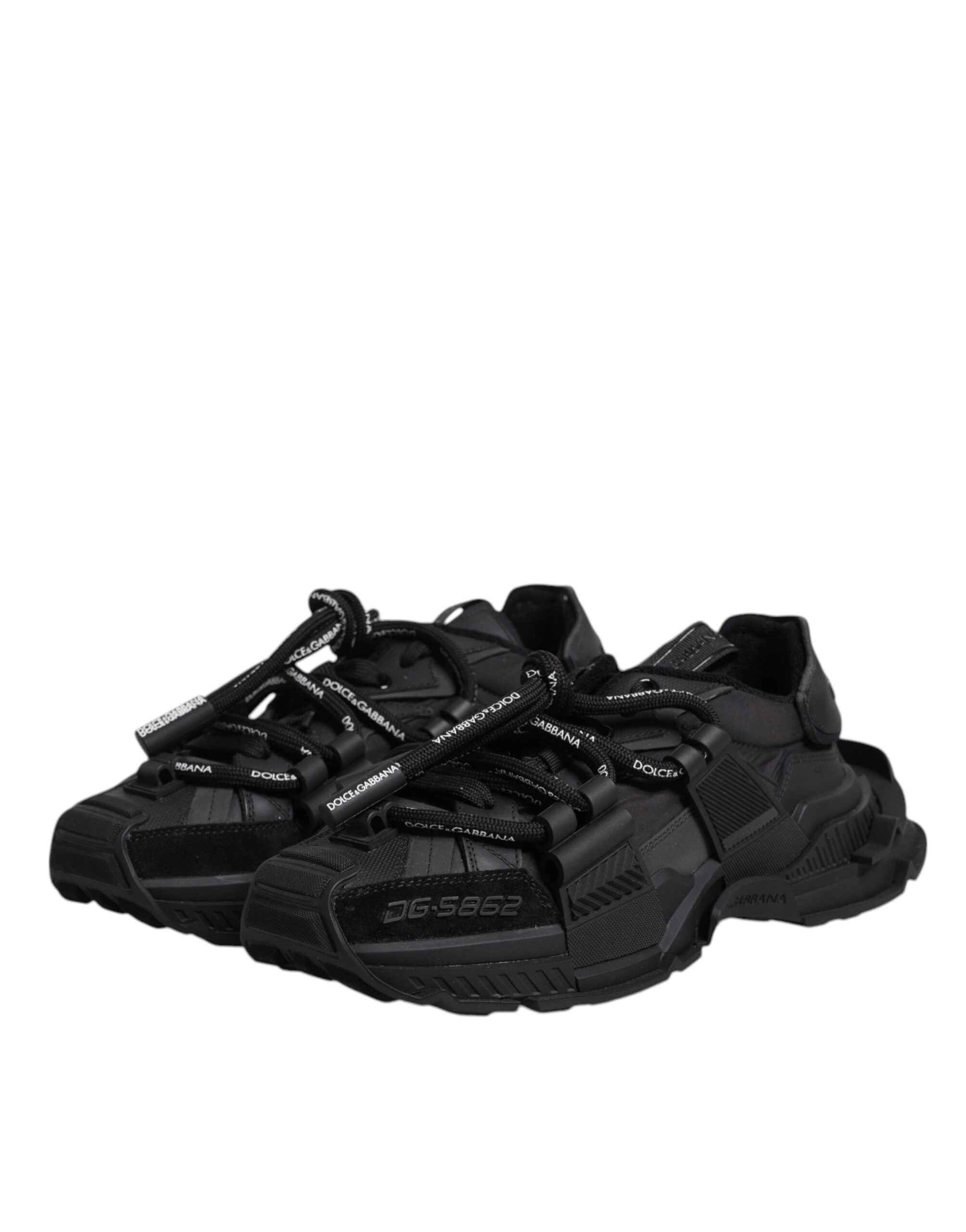 Dolce & Gabbana Black Low Top Space Lace Up Sneakers Shoes