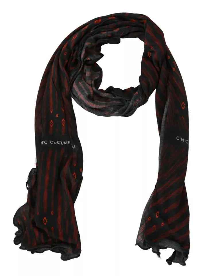 Dolce & Gabbana Black Red Viscose Foulard Branded Scarf