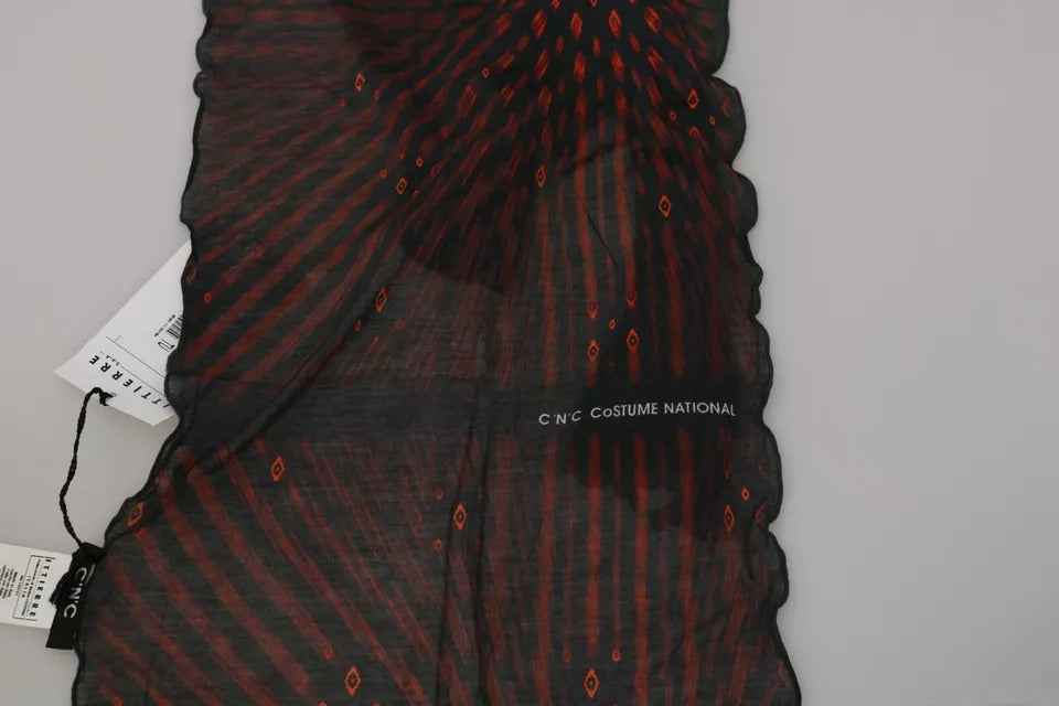 Dolce & Gabbana Black Red Viscose Foulard Branded Scarf