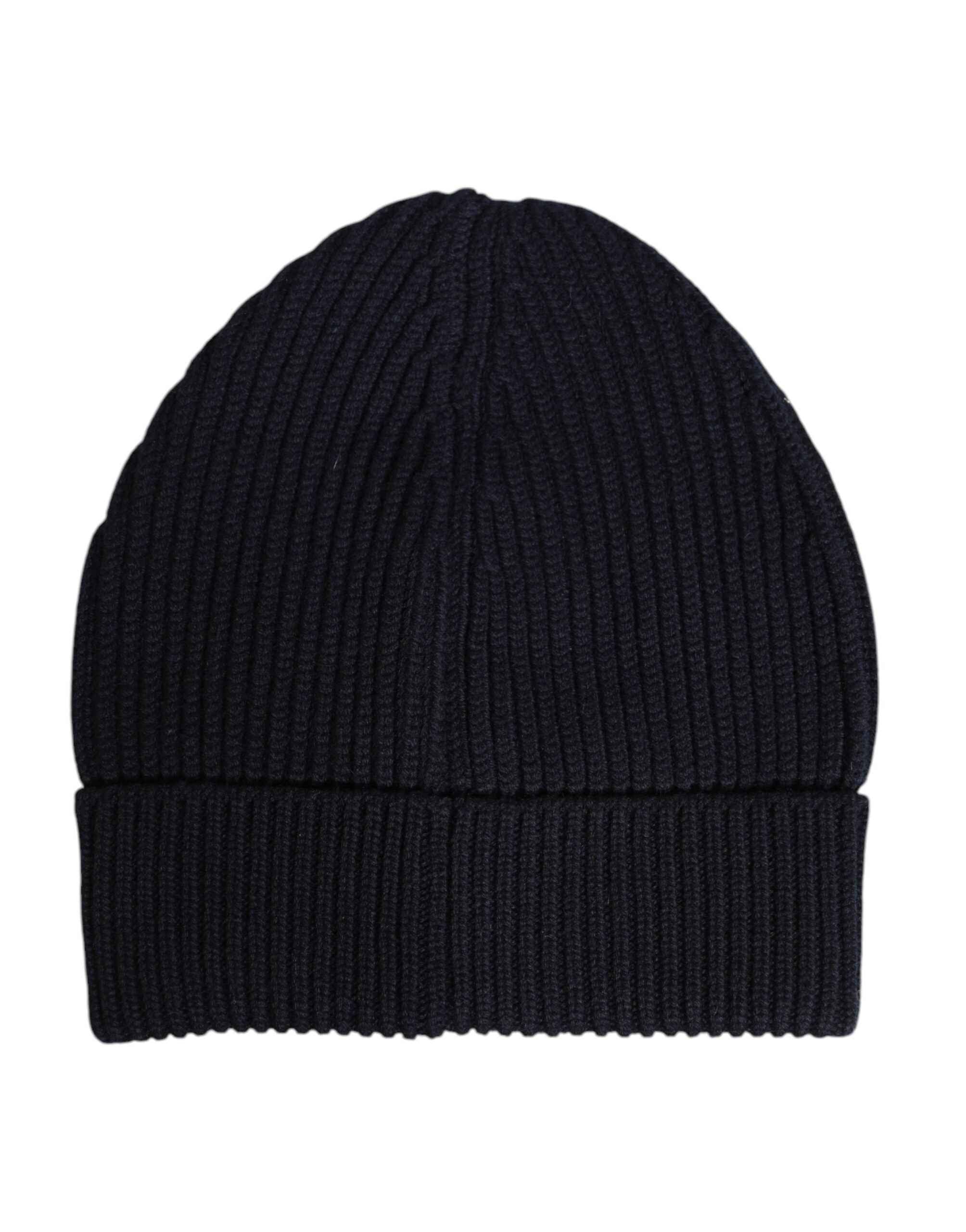Dolce & Gabbana Blue Cashmere Knitted Winter Beanie Hat