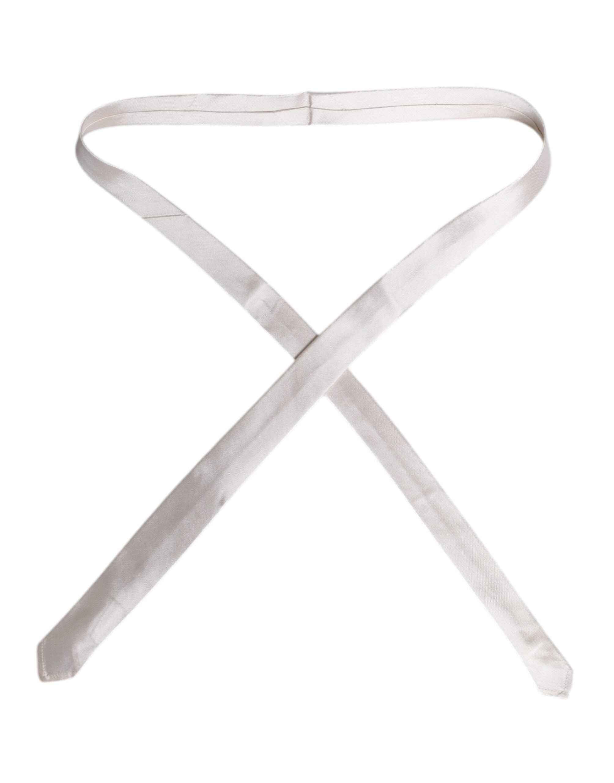 Dolce & Gabbana White Solid Silk Adjustable Necktie Tie