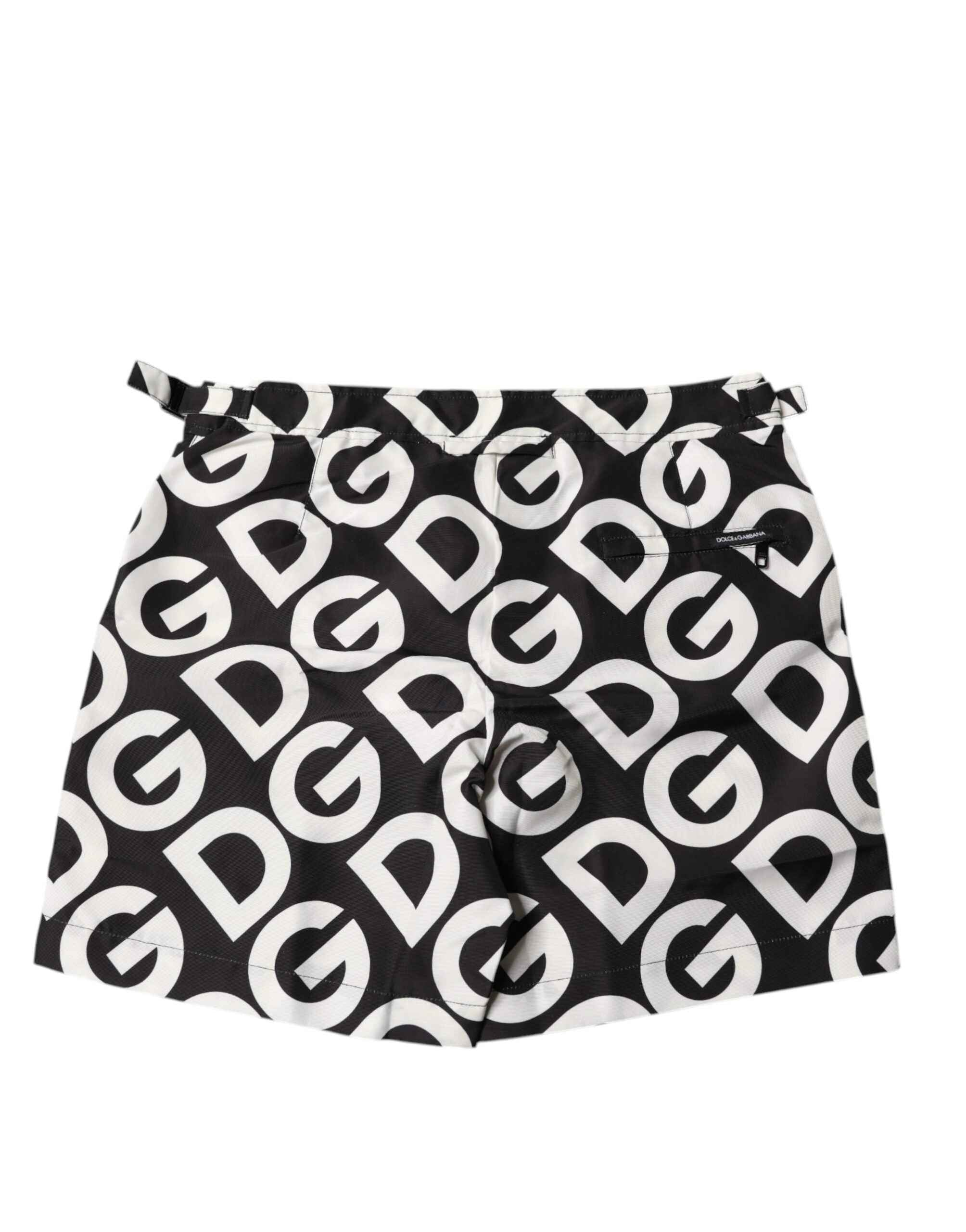 Dolce & Gabbana Black White Logo Beachwear Shorts Swimwear