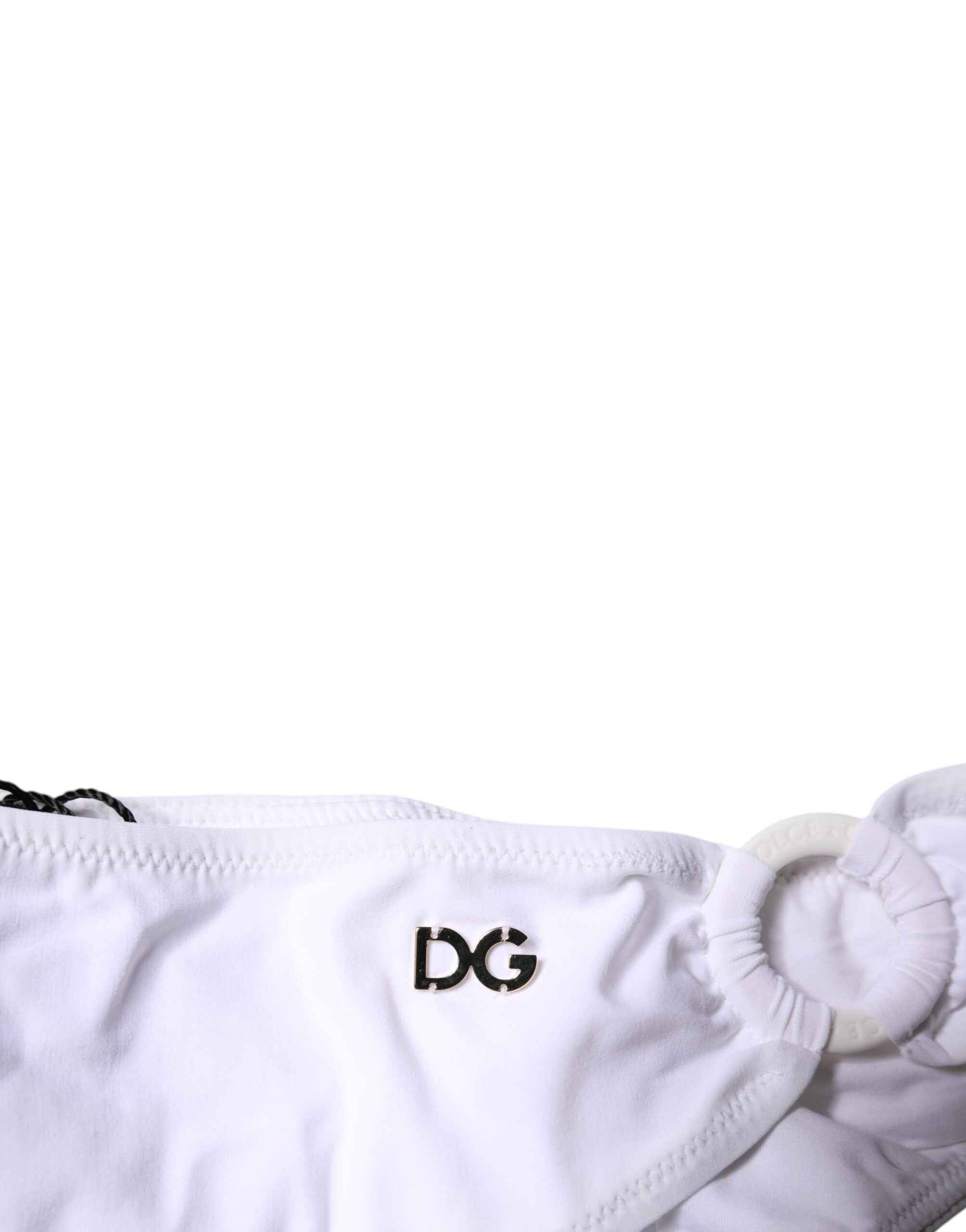 Dolce & Gabbana White Nylon Beachwear Bikini Bottom Swimwear
