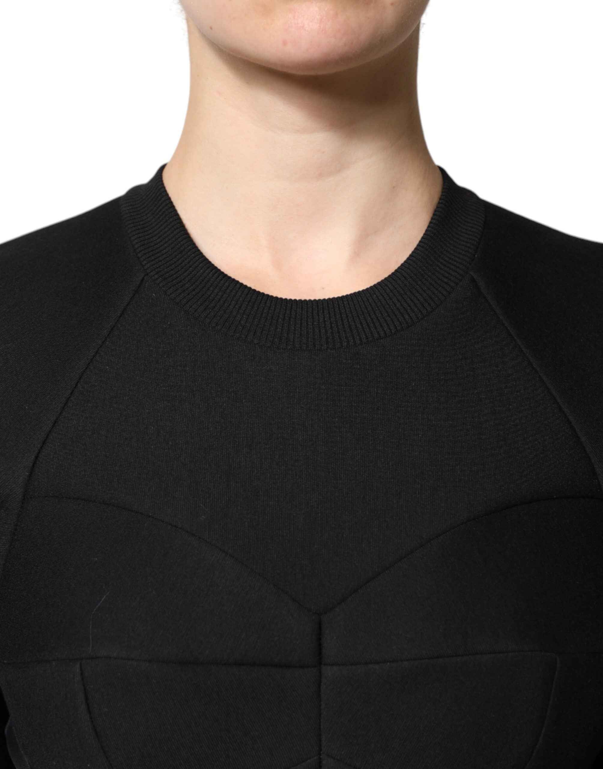 Dolce & Gabbana Black Cotton Long Sleeves A-line Mini Dress