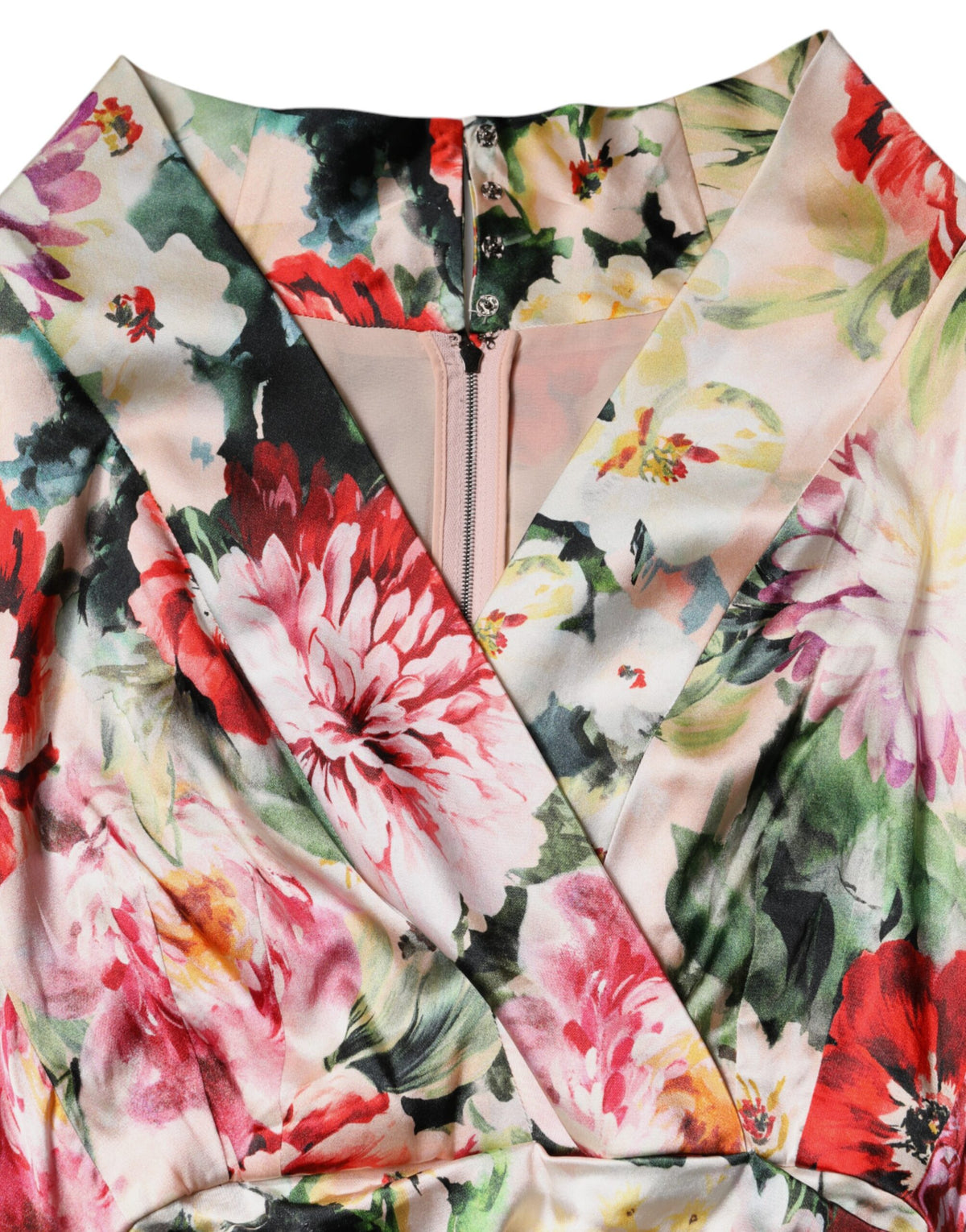 Dolce & Gabbana Multicolor Floral Short Sleeves Sheath Midi Dress