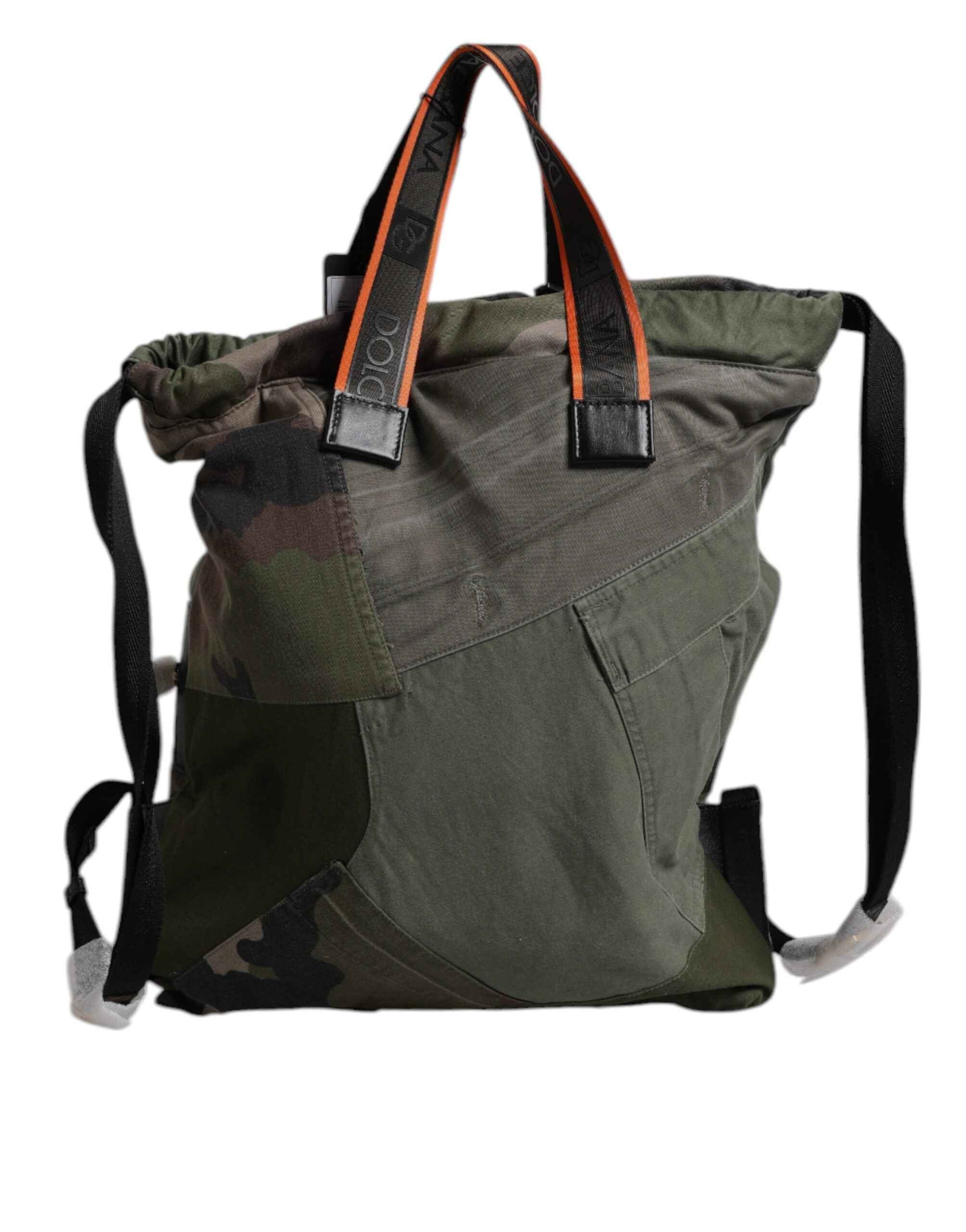 Dolce & Gabbana Military Green Patchwork Rucksack Backpack Bag