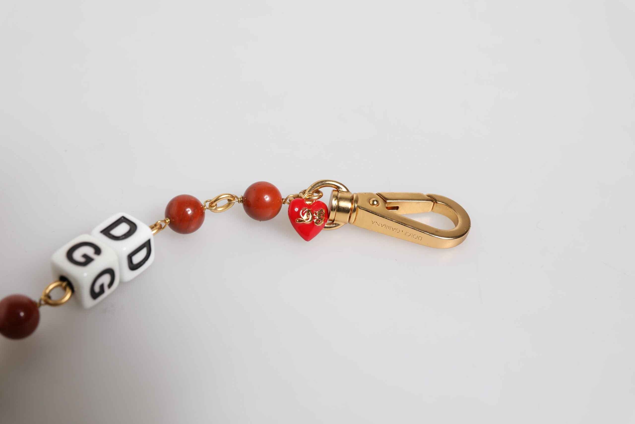 Dolce & Gabbana Multicolor Gold Tone Brass Chain DG Logo Dice Bracelet