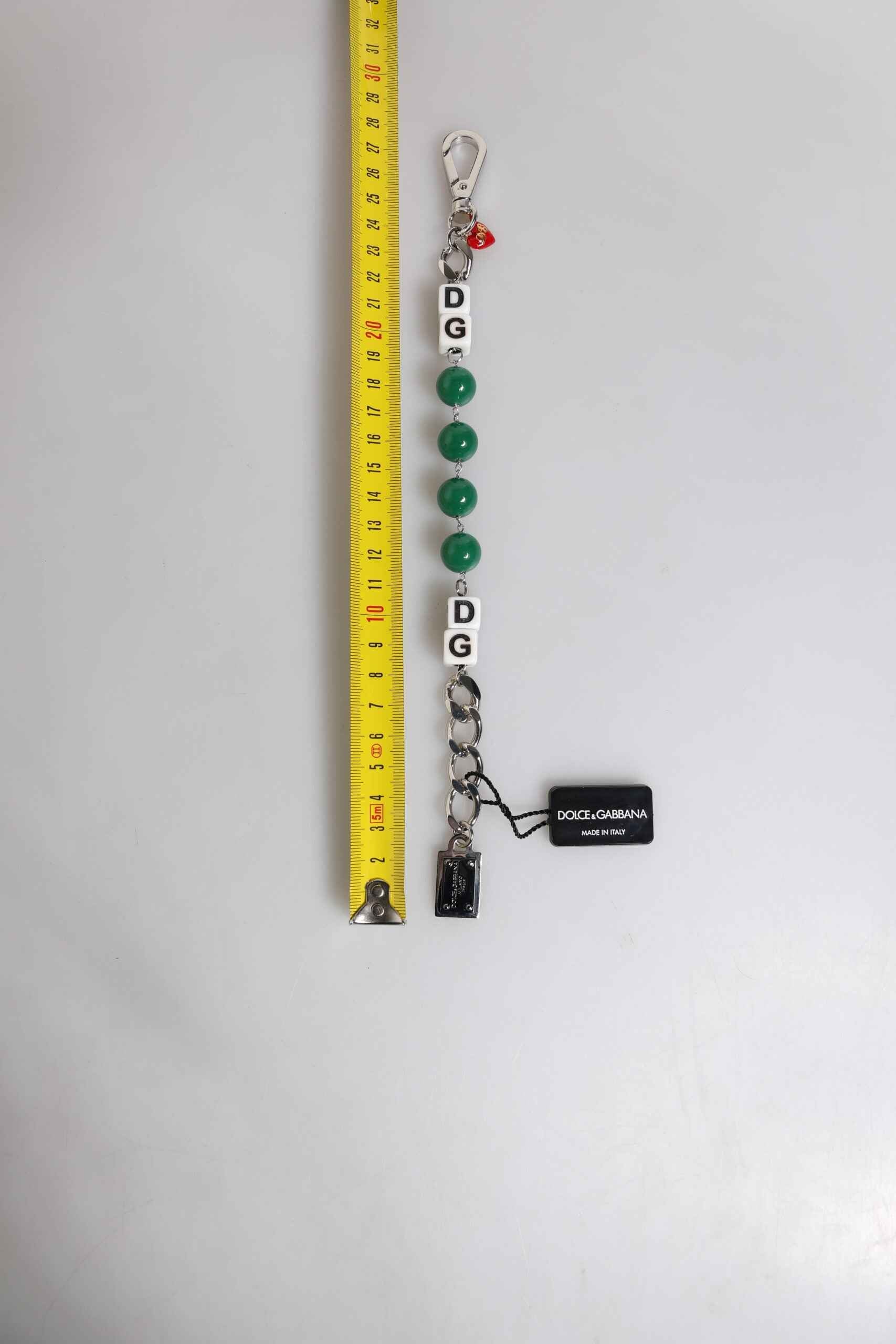 Dolce & Gabbana Silver Tone Brass Bead Dice Logo Embellish Charm Bracelet