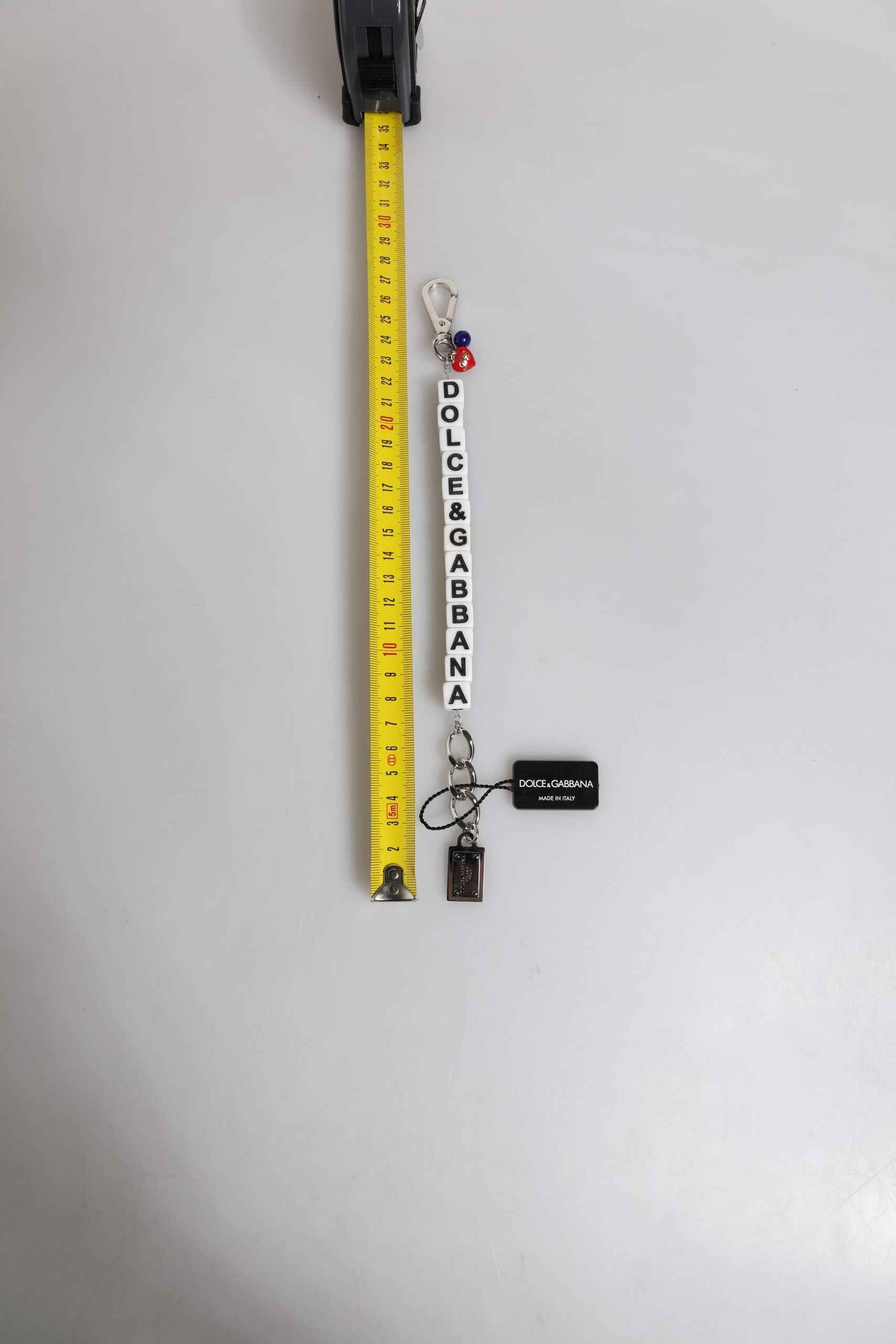Dolce & Gabbana Silver Brass Chain Dice Logo Embellished Charm Bracelet