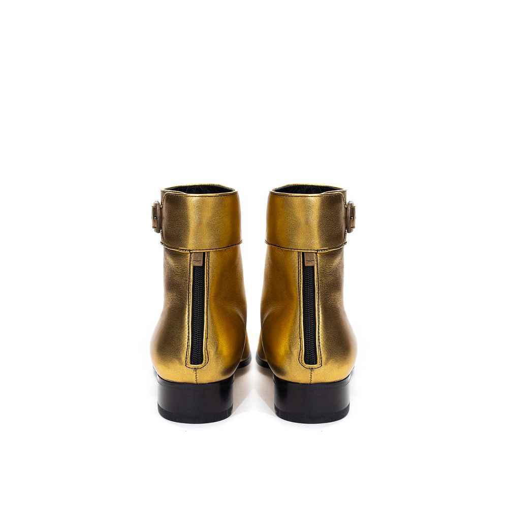 Saint Laurent Gold Leather Ankle Boots