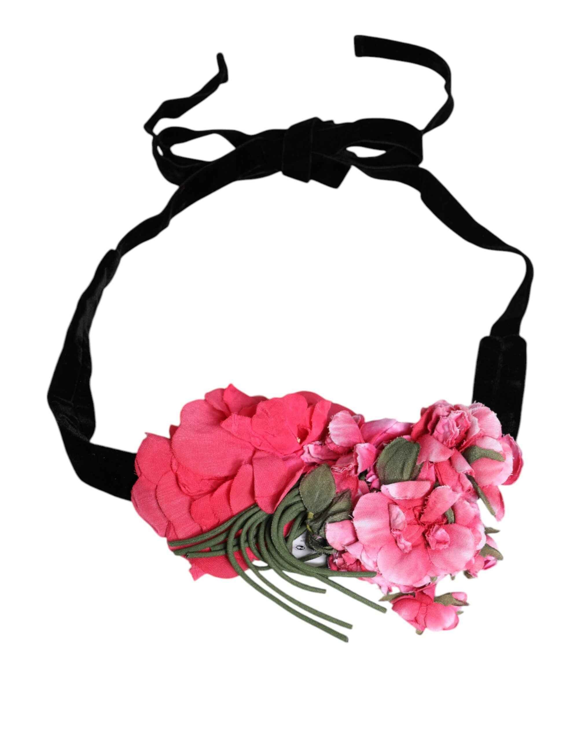 Dolce & Gabbana Multicolor Floral Applique Detail Tie Belt