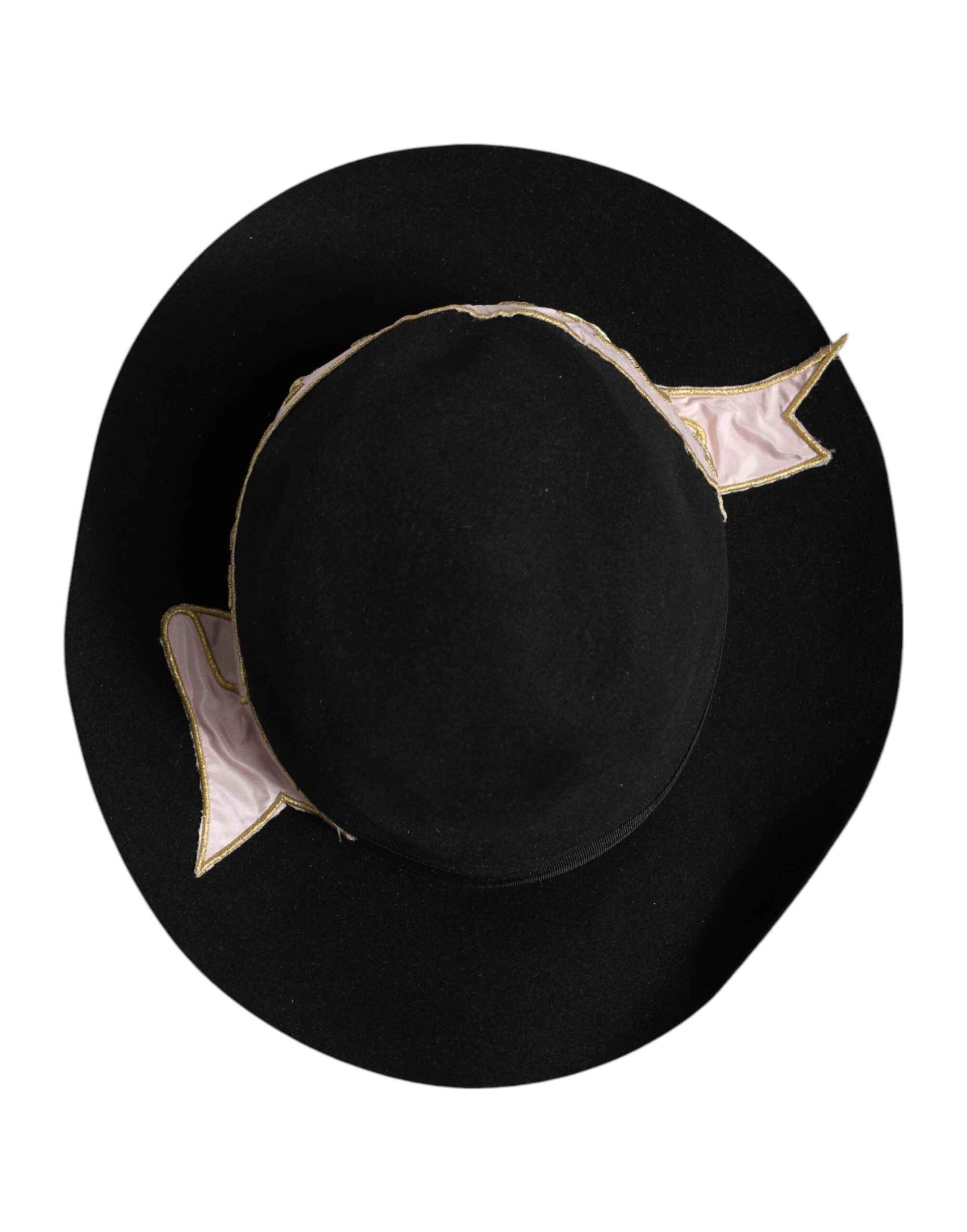 Dolce & Gabbana Black Logo Embroidered Women Wide Brim Hat