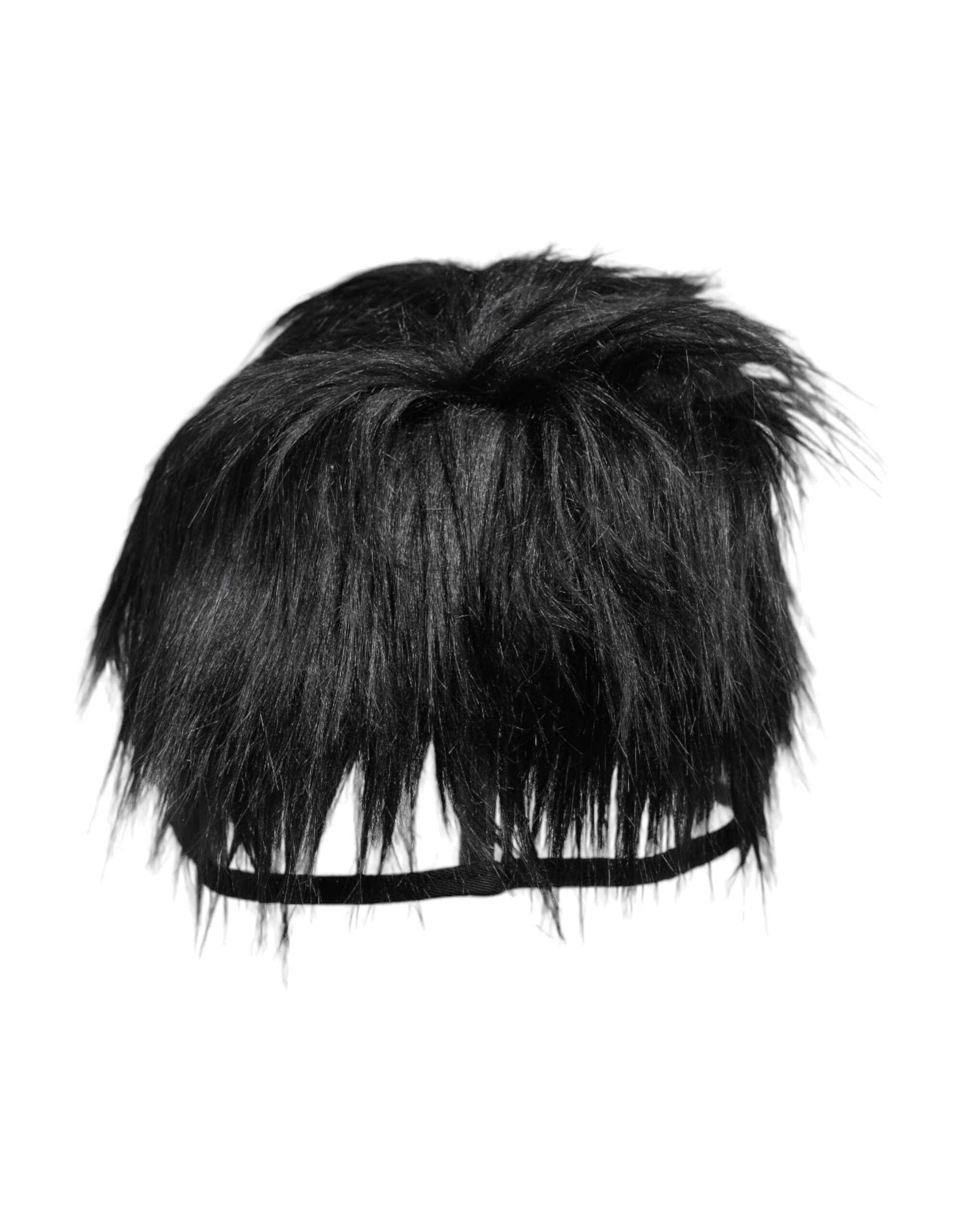 Dolce & Gabbana Black Faux Fur Bucket Hat