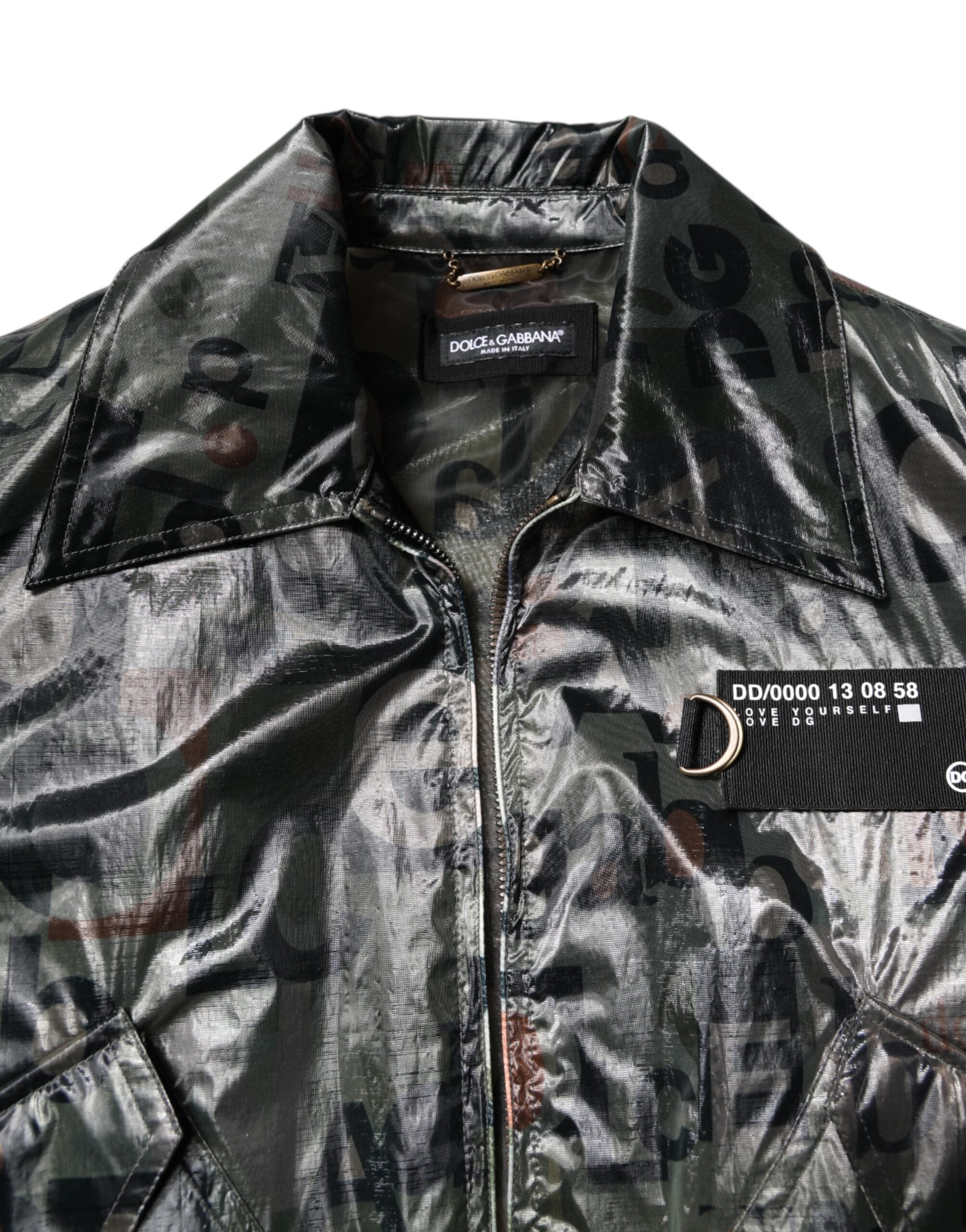 Dolce & Gabbana Green DG Logo Print Bomber Full Zip Jacket