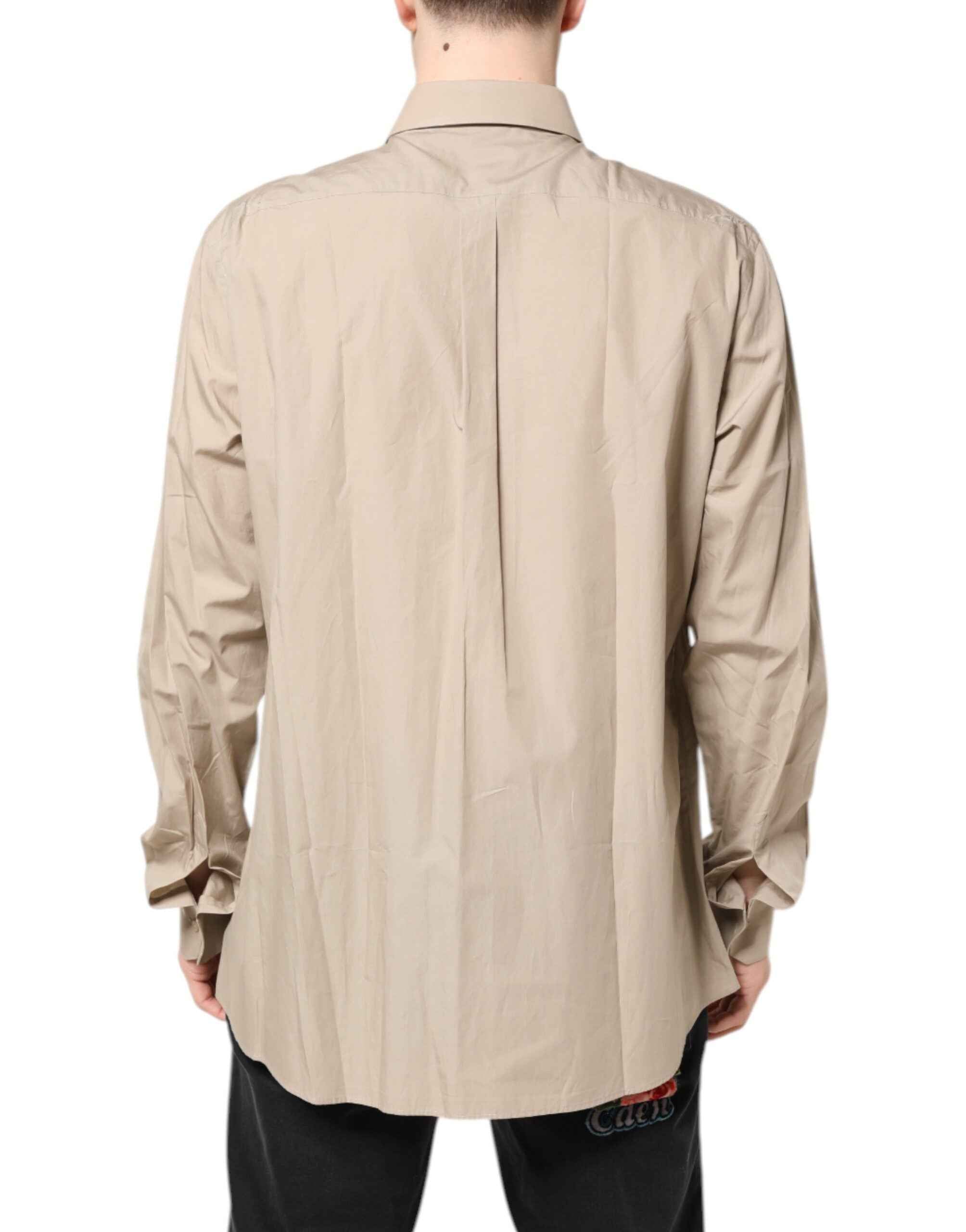 Dolce & Gabbana Beige Pin Up Print MARTINI Men Casual Shirt