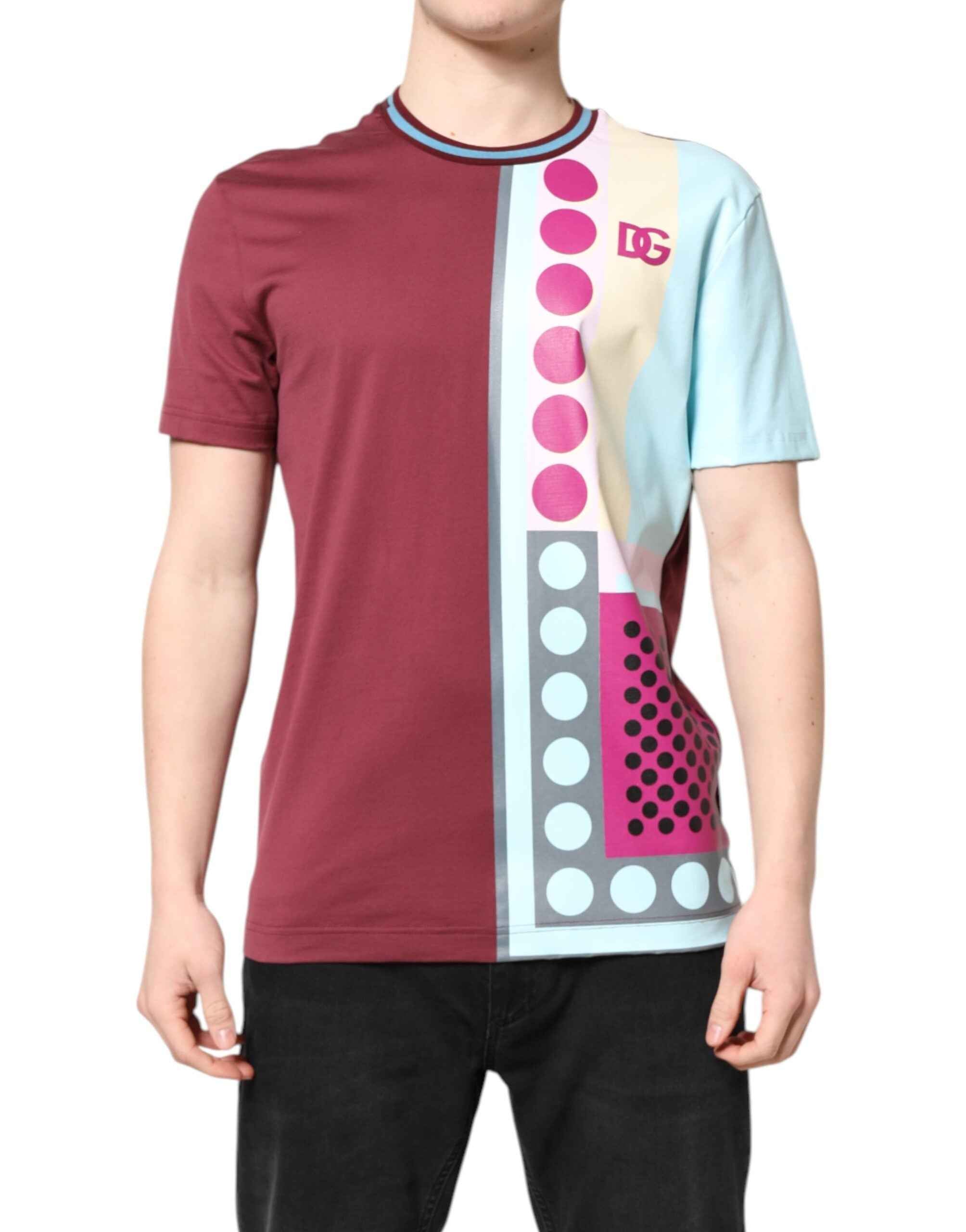 Dolce & Gabbana Multicolor Printed Logo Short Sleeve T-shirt