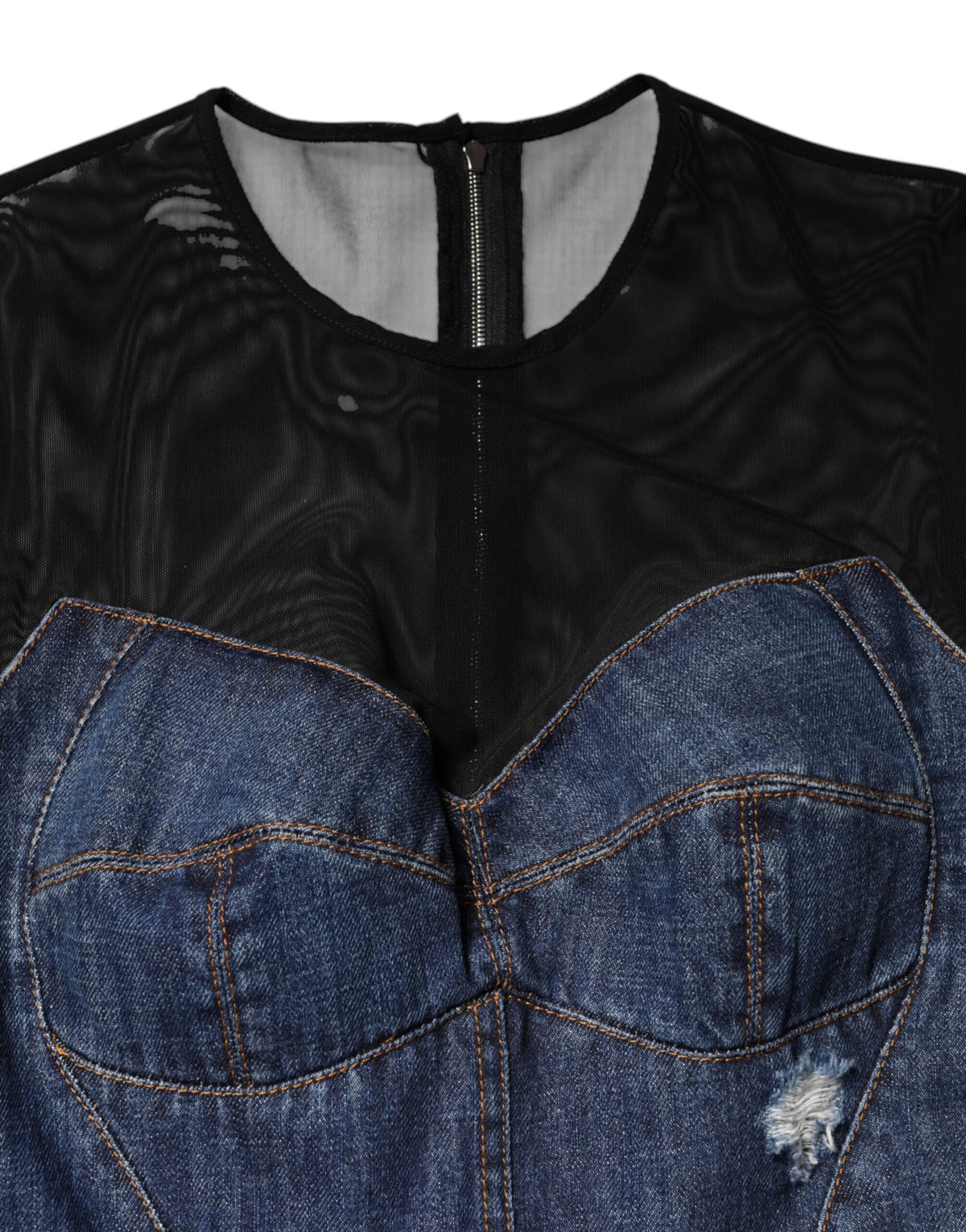 Dolce & Gabbana Black Blue Long Sleeves Denim Mini Dress