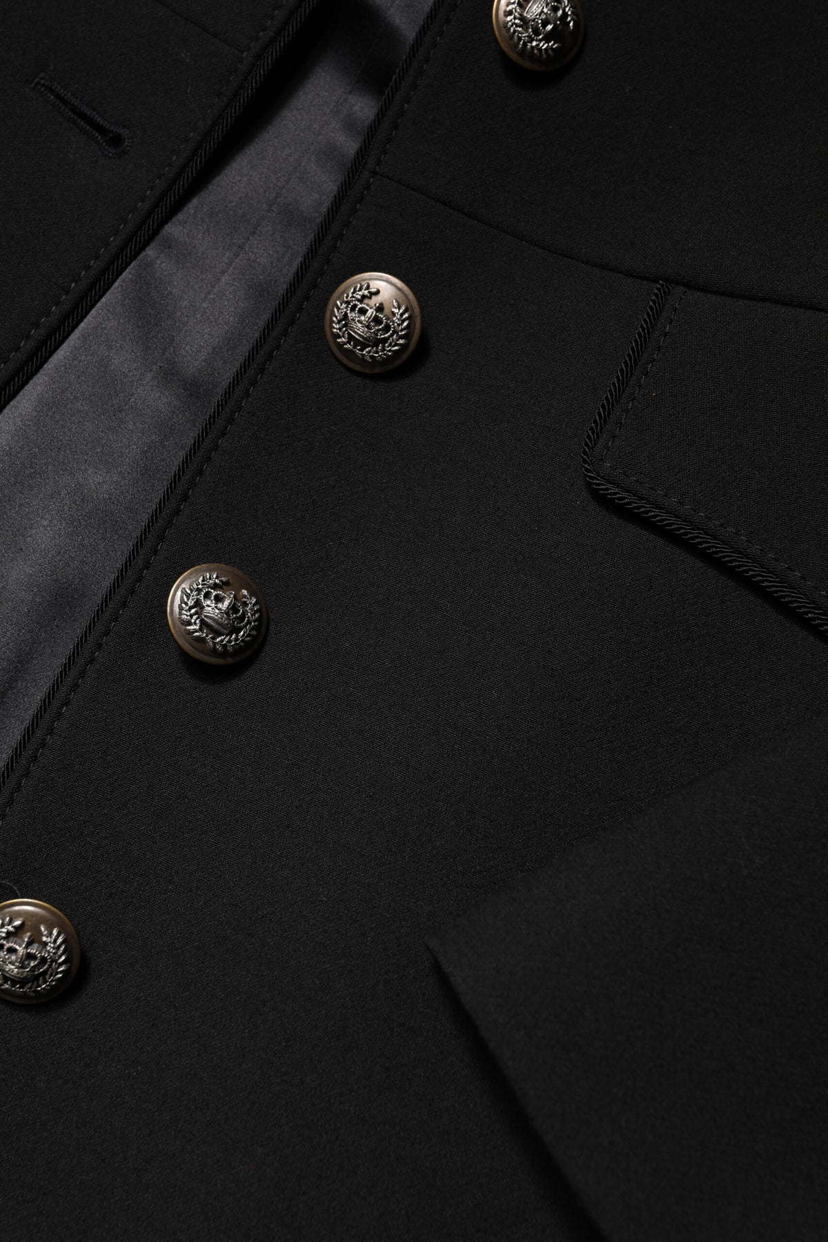 Dolce & Gabbana Black Wool Single Breasted Trench Coat Jacket
