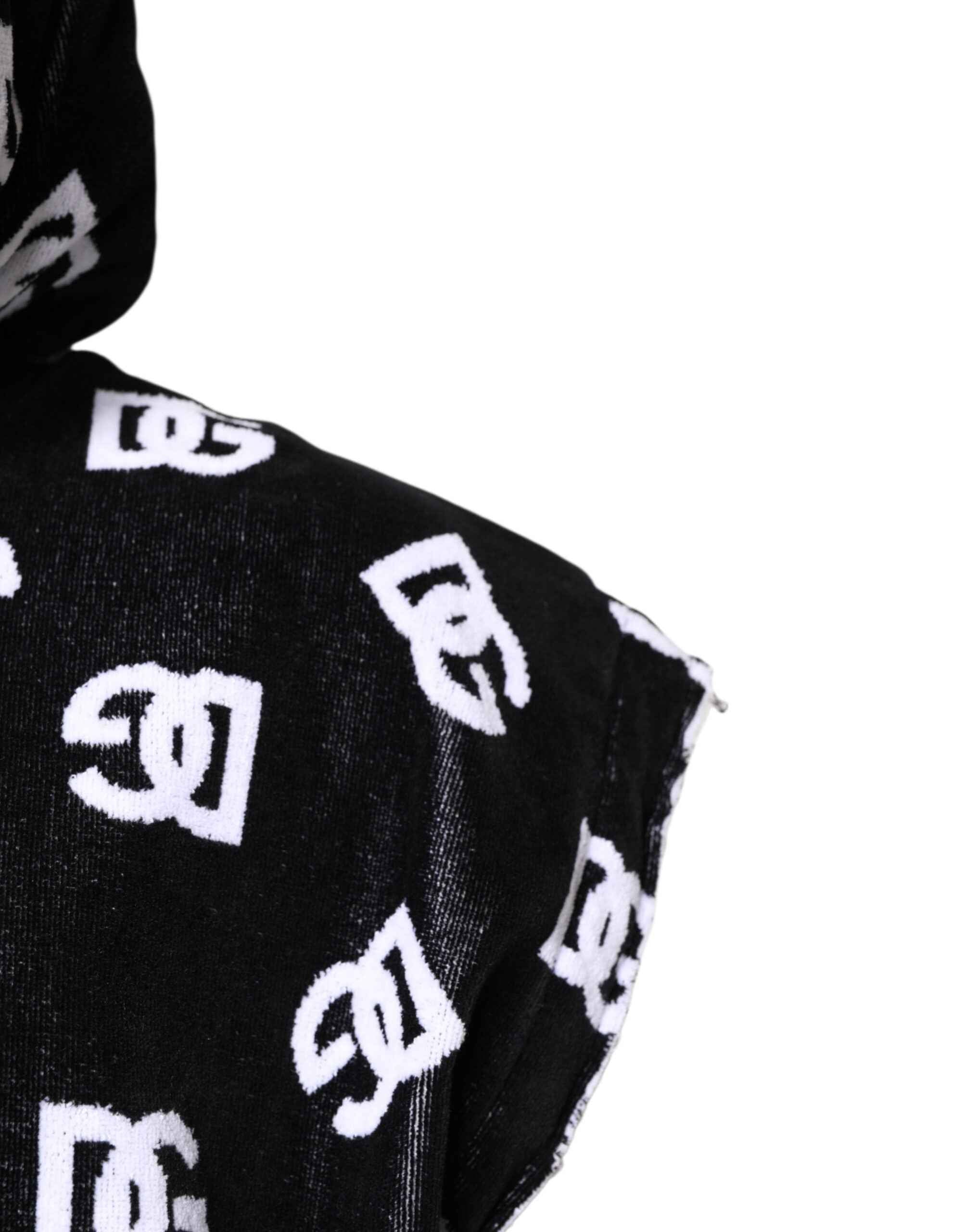 Dolce & Gabbana Black DG Cotton Hooded Sleeveless Sweater