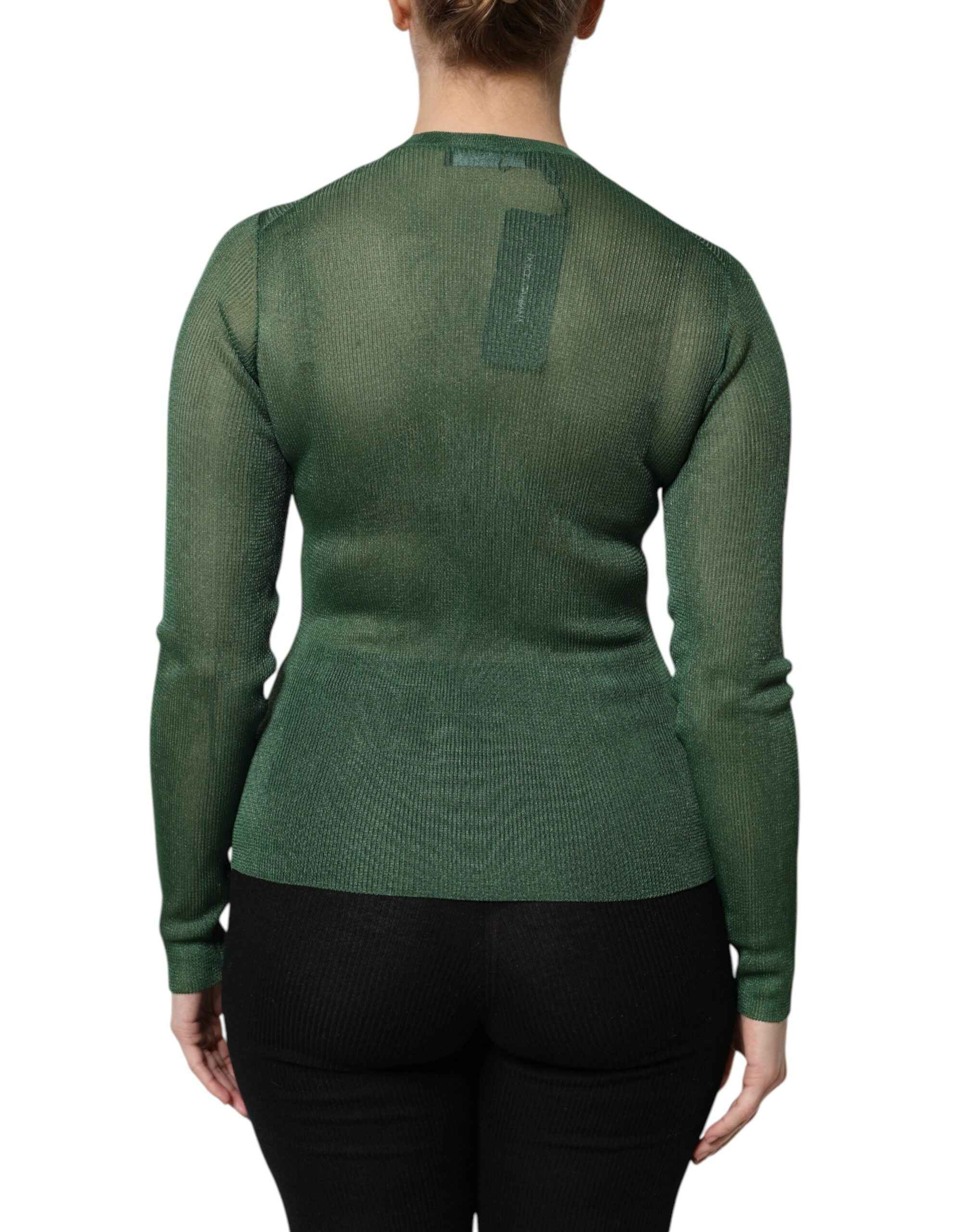 Dolce & Gabbana Green Polyester Long Sleeves Cardigan Sweater