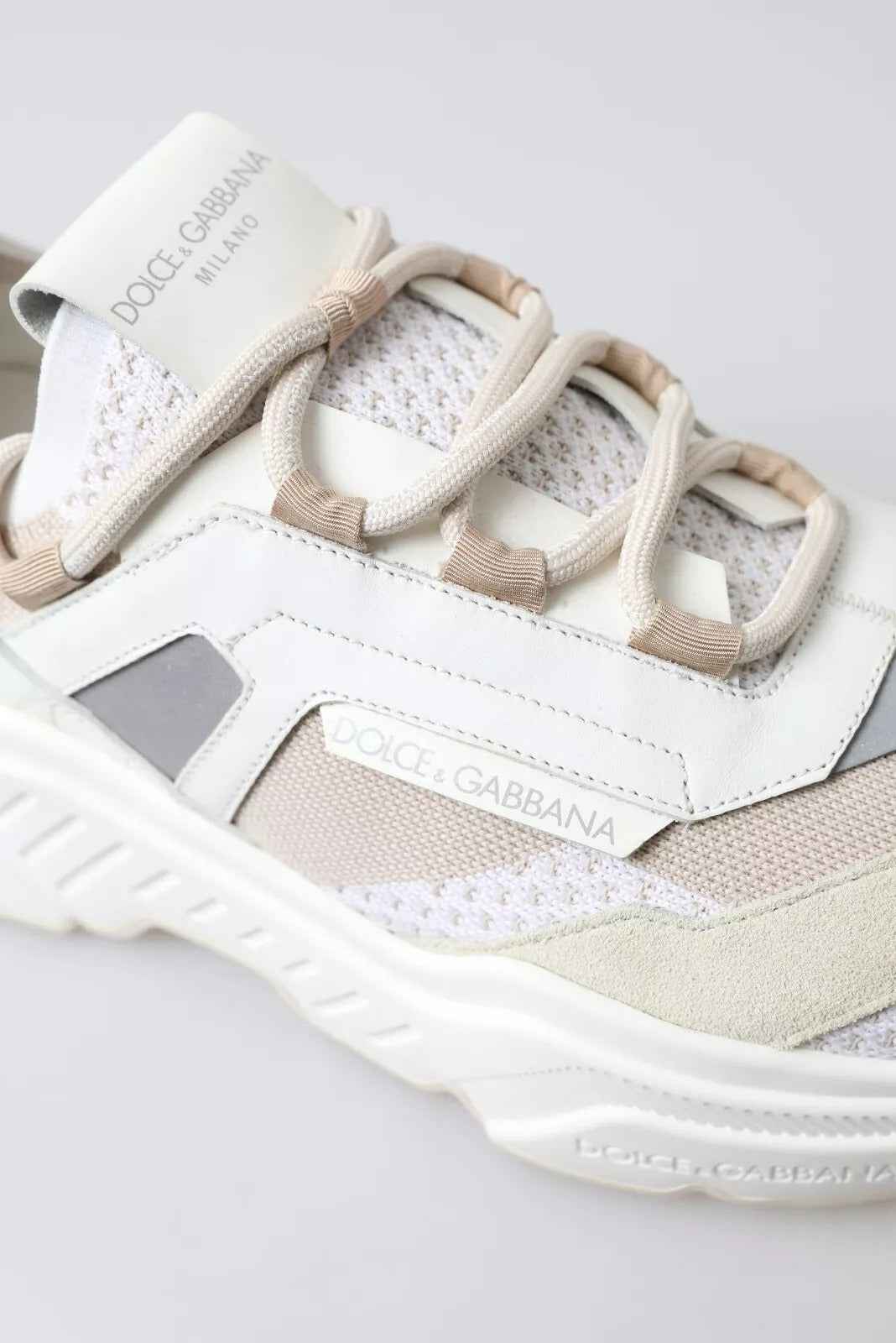 Dolce & Gabbana Sneakers White Beige Leather Sport DAYMASTER Shoes