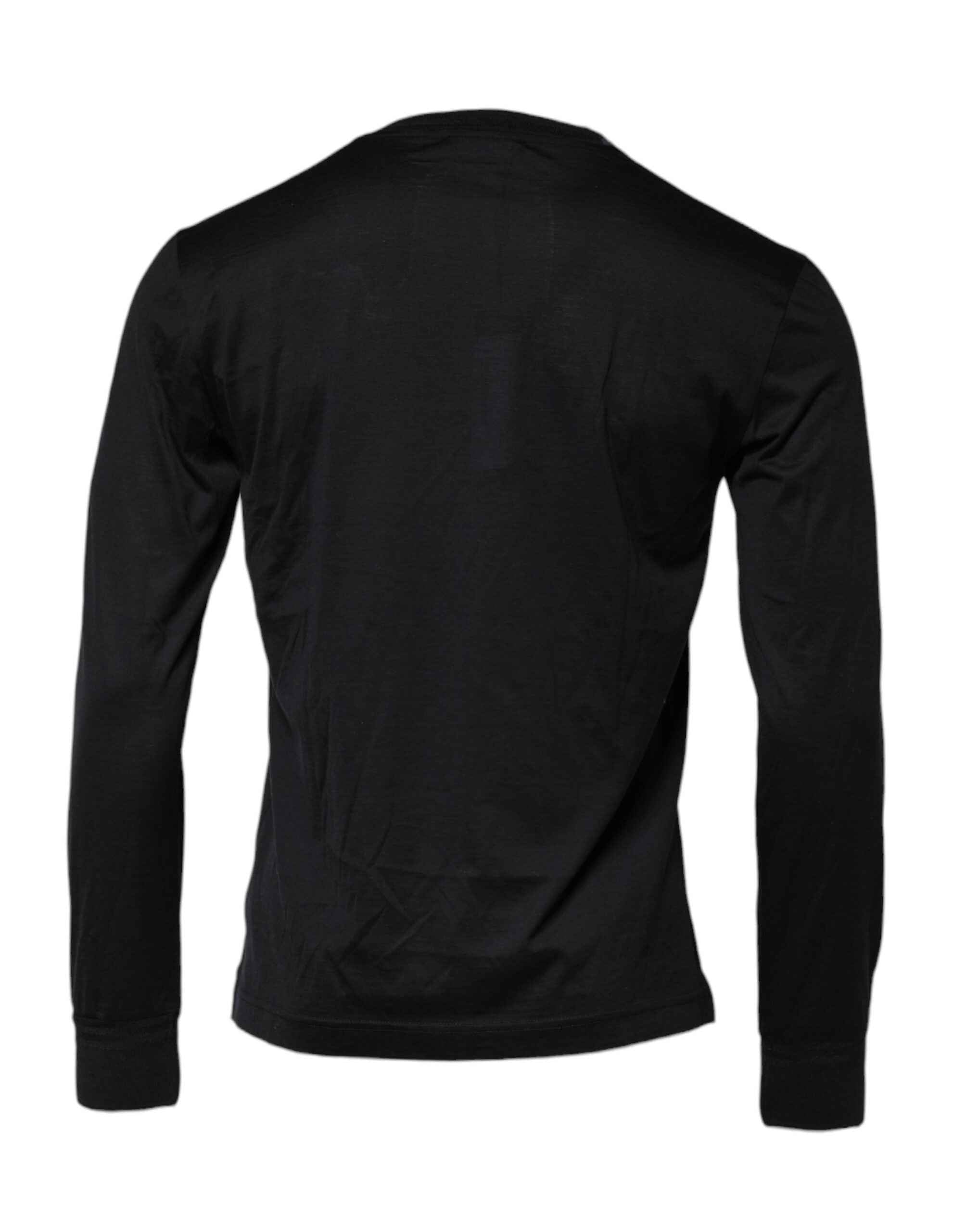 Dolce & Gabbana Dark Blue Silk Crew Neck Men Pullover Sweater