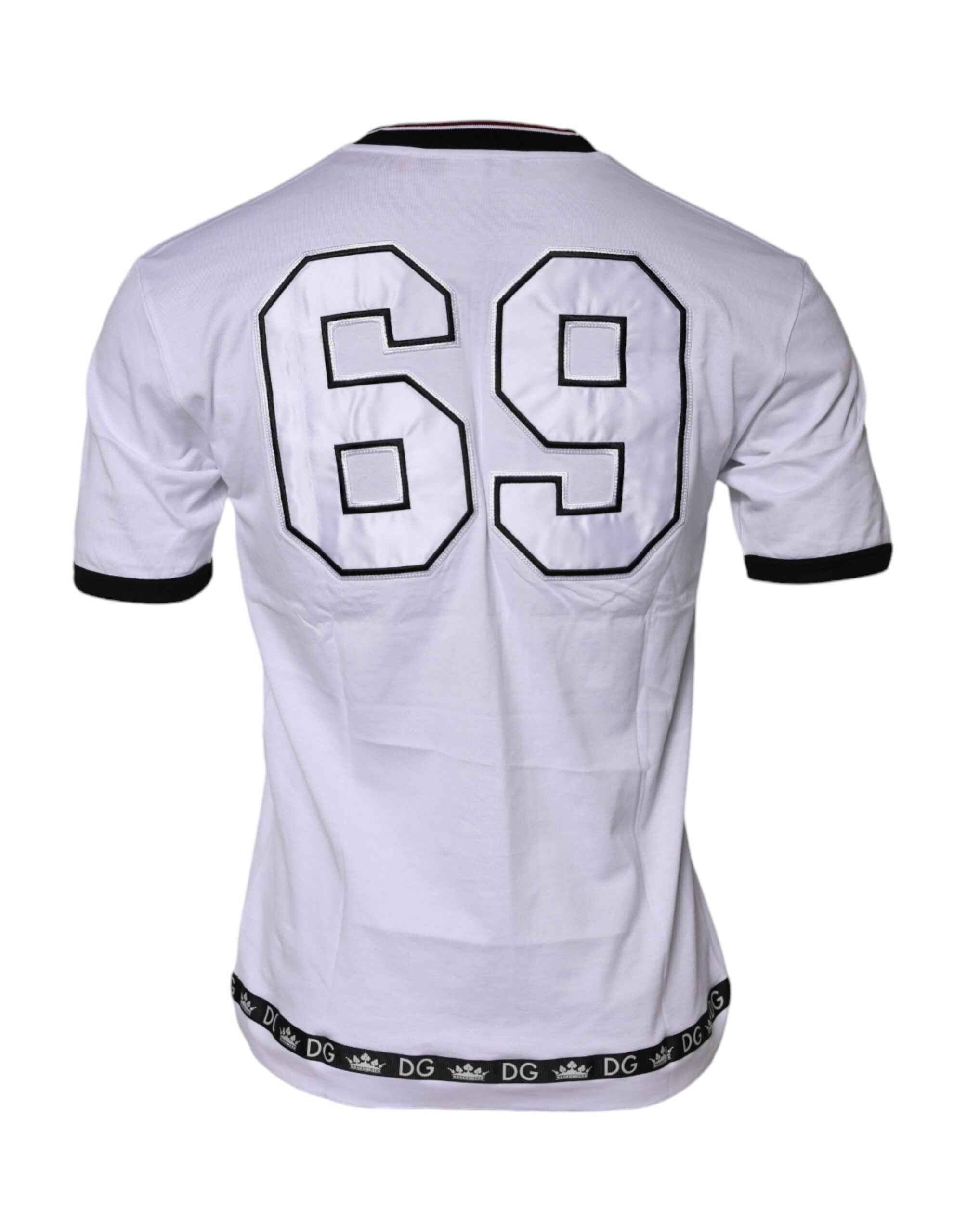Dolce & Gabbana White Cotton Crown King Embroidery T-shirt