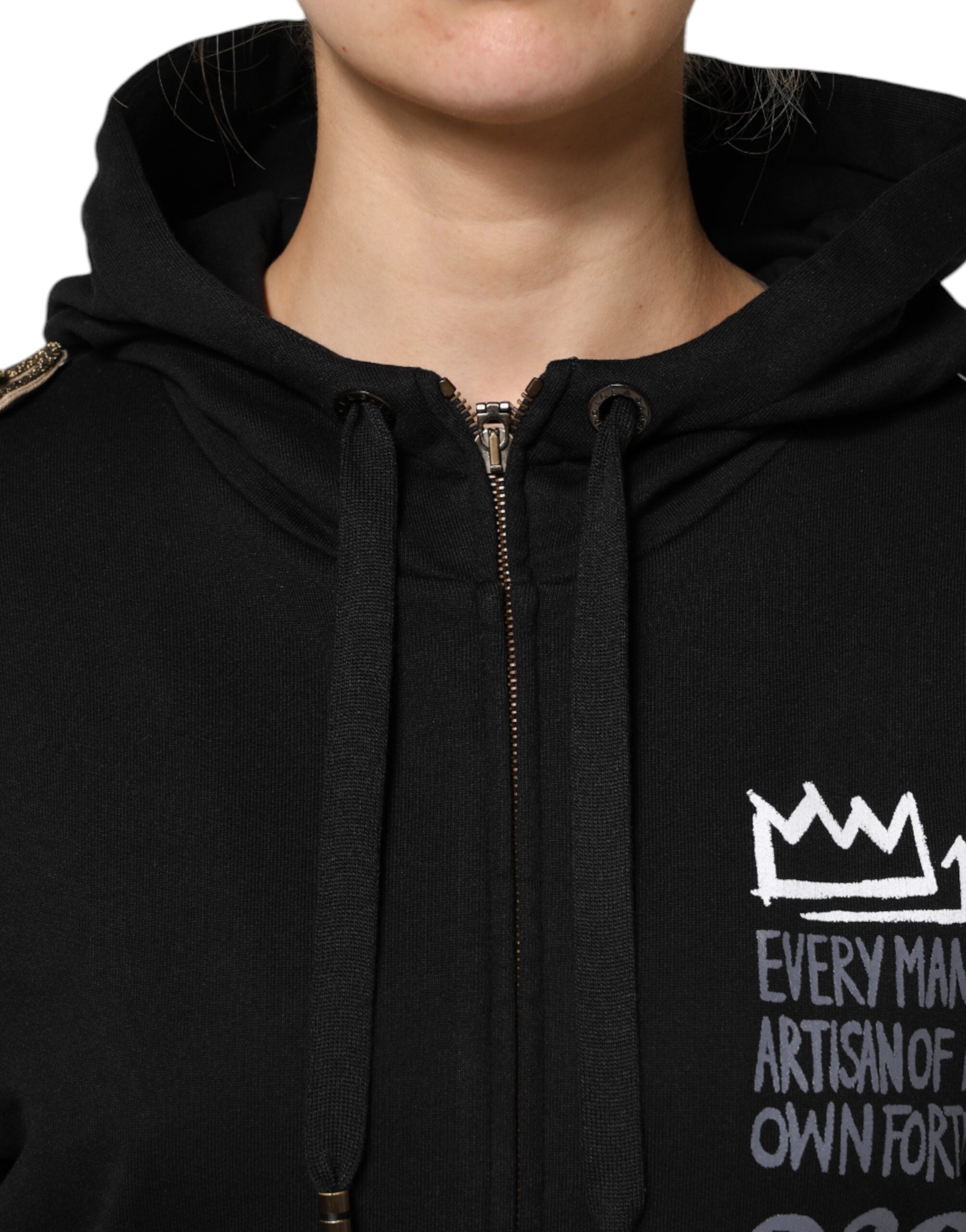 Dolce & Gabbana Black Logo Hooded Full Zip Sweatshirt Jacket