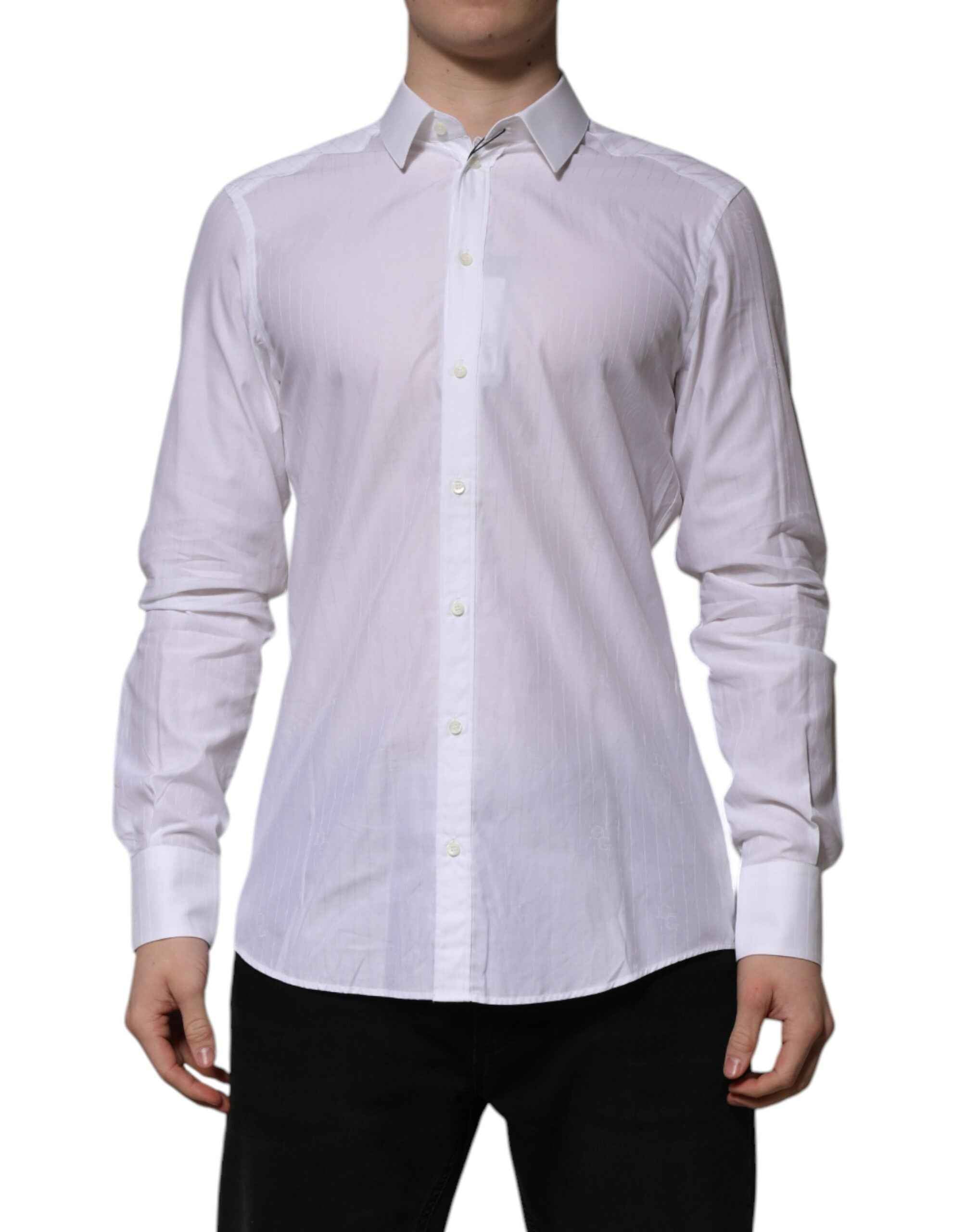 Dolce & Gabbana White Cotton MARTINI Long Sleeve Formal Shirt